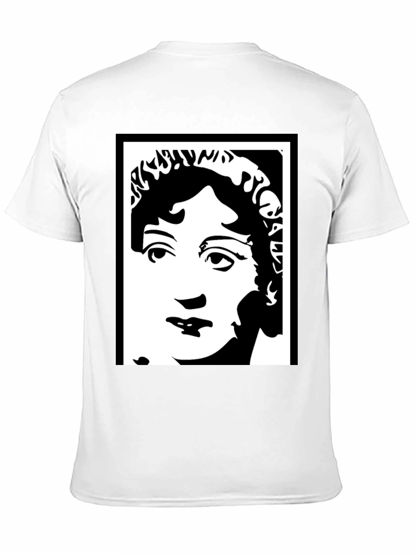 Black T-Shirt with White Portrait Graphic
