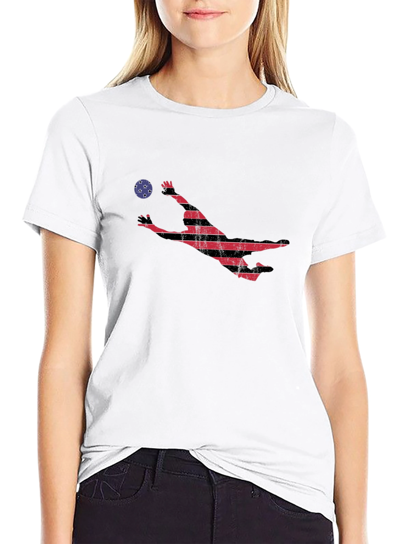 Volleyball Player Graphic Tee - American Flag Style