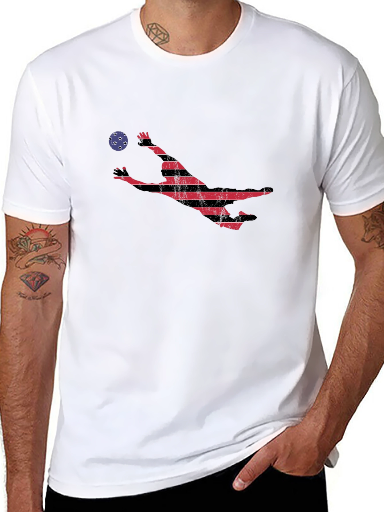 Volleyball Player Graphic Tee - American Flag Style