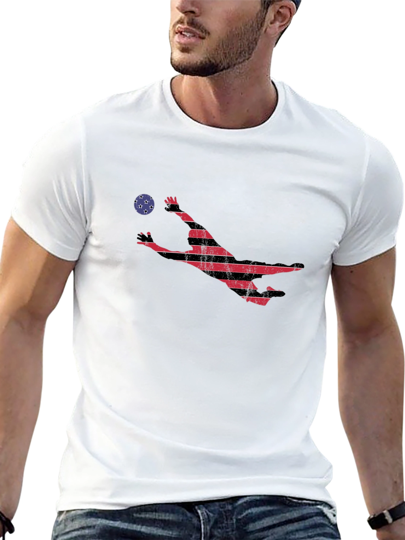 Volleyball Player Graphic Tee - American Flag Style