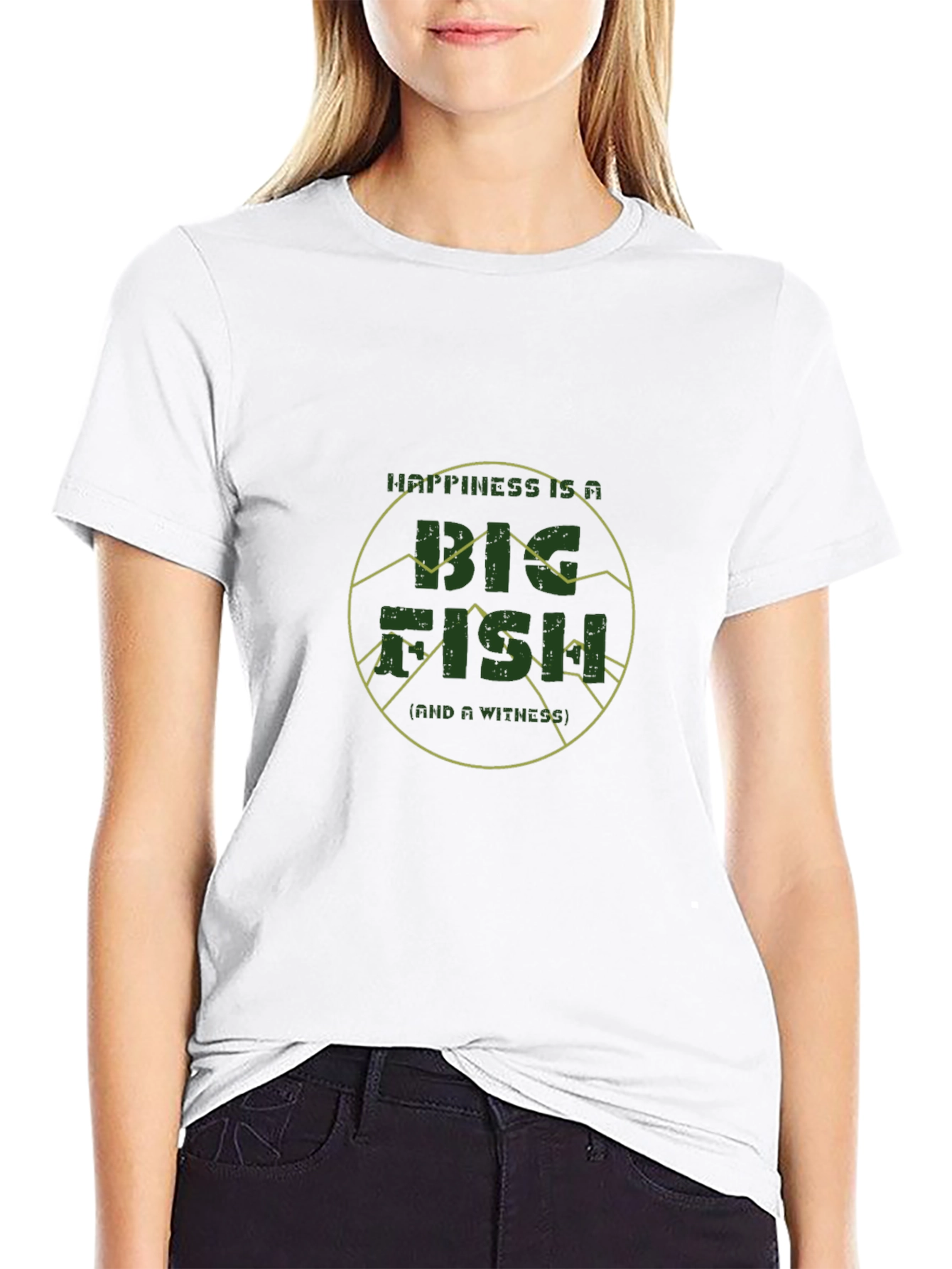 Happiness is a Big Fish Black Graphic Tee