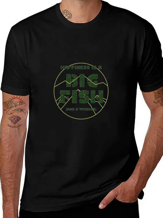 Happiness is a Big Fish Black Graphic Tee
