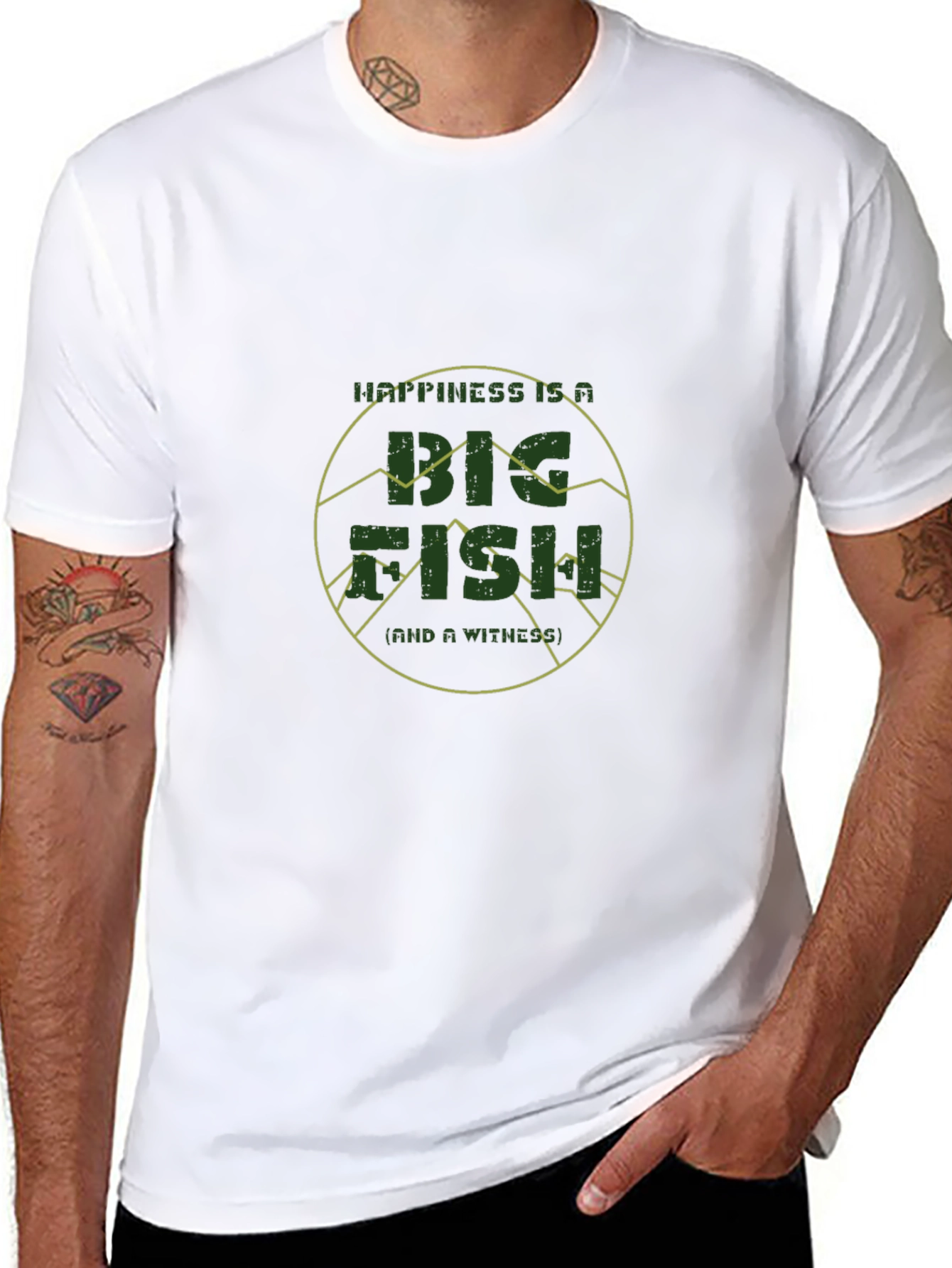 Happiness is a Big Fish Black Graphic Tee