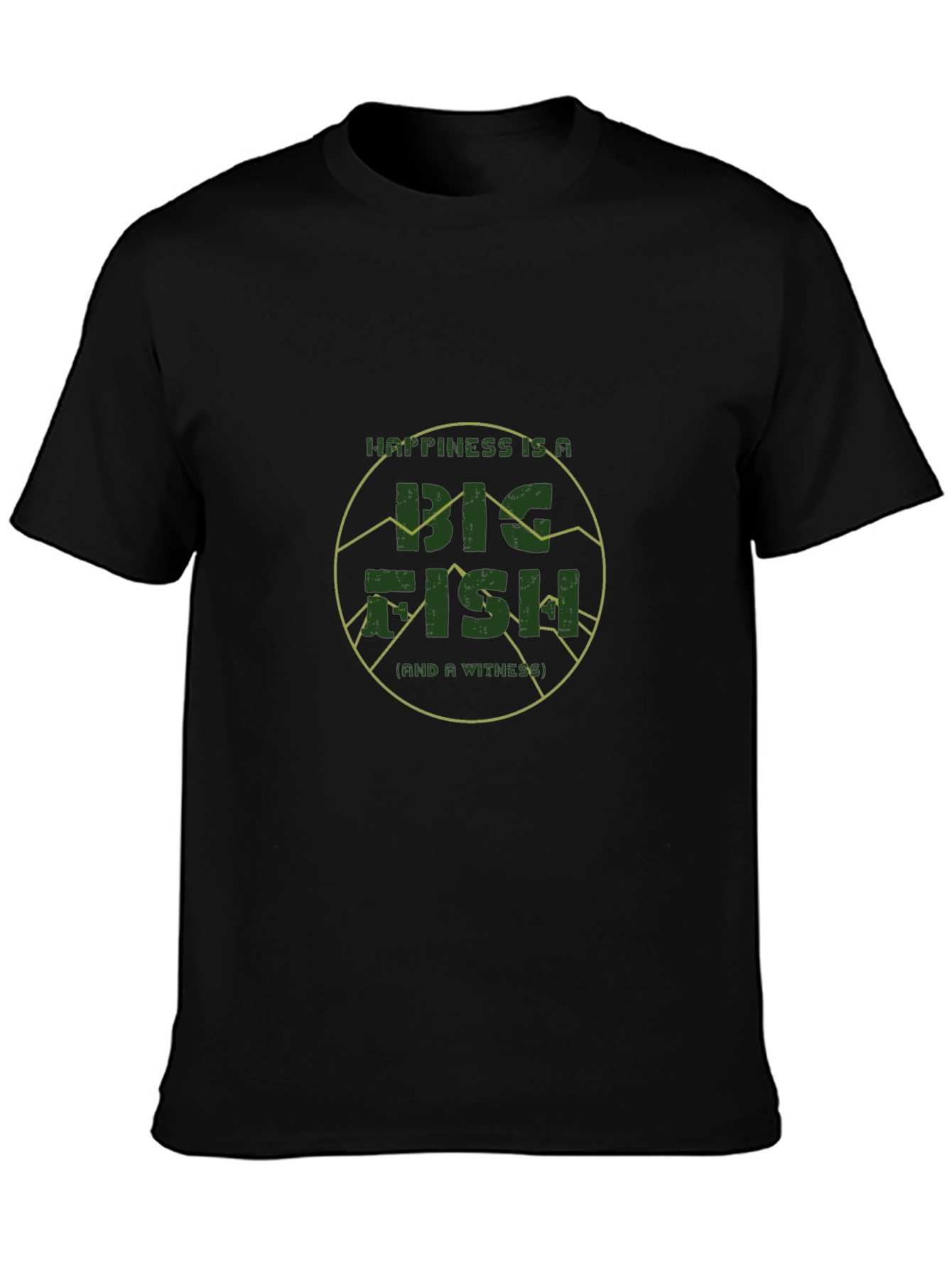 Happiness is a Big Fish Black Graphic Tee