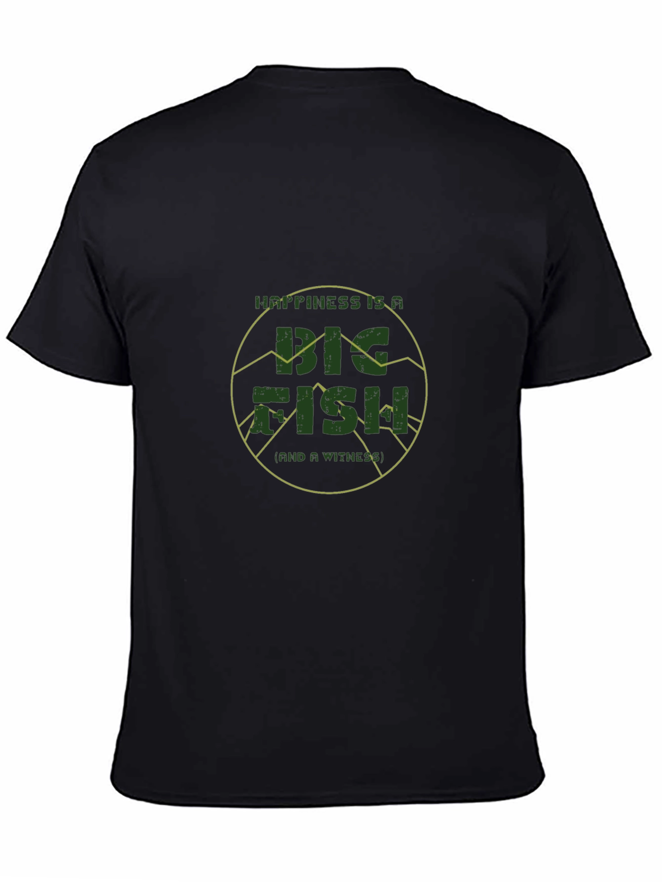 Happiness is a Big Fish Black Graphic Tee