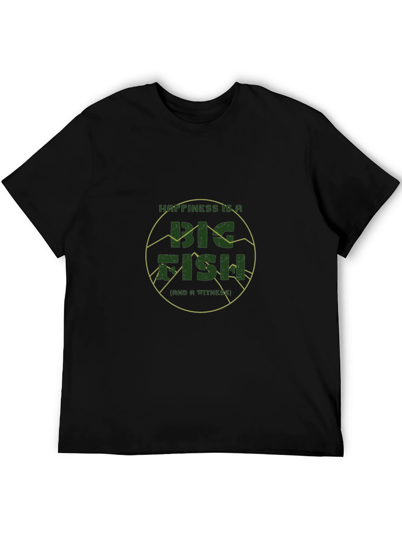 Happiness is a Big Fish Black Graphic Tee
