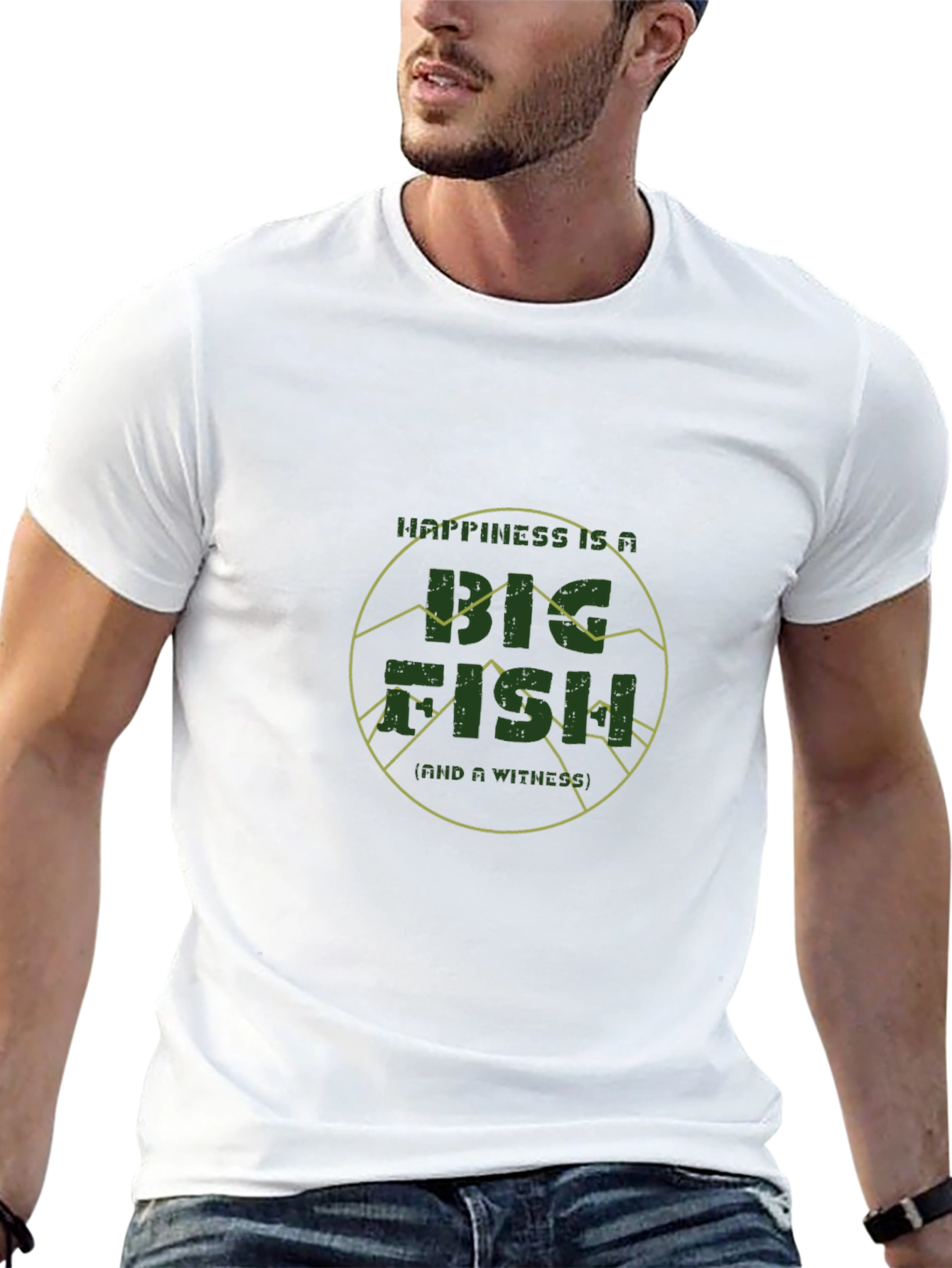 Happiness is a Big Fish Black Graphic Tee
