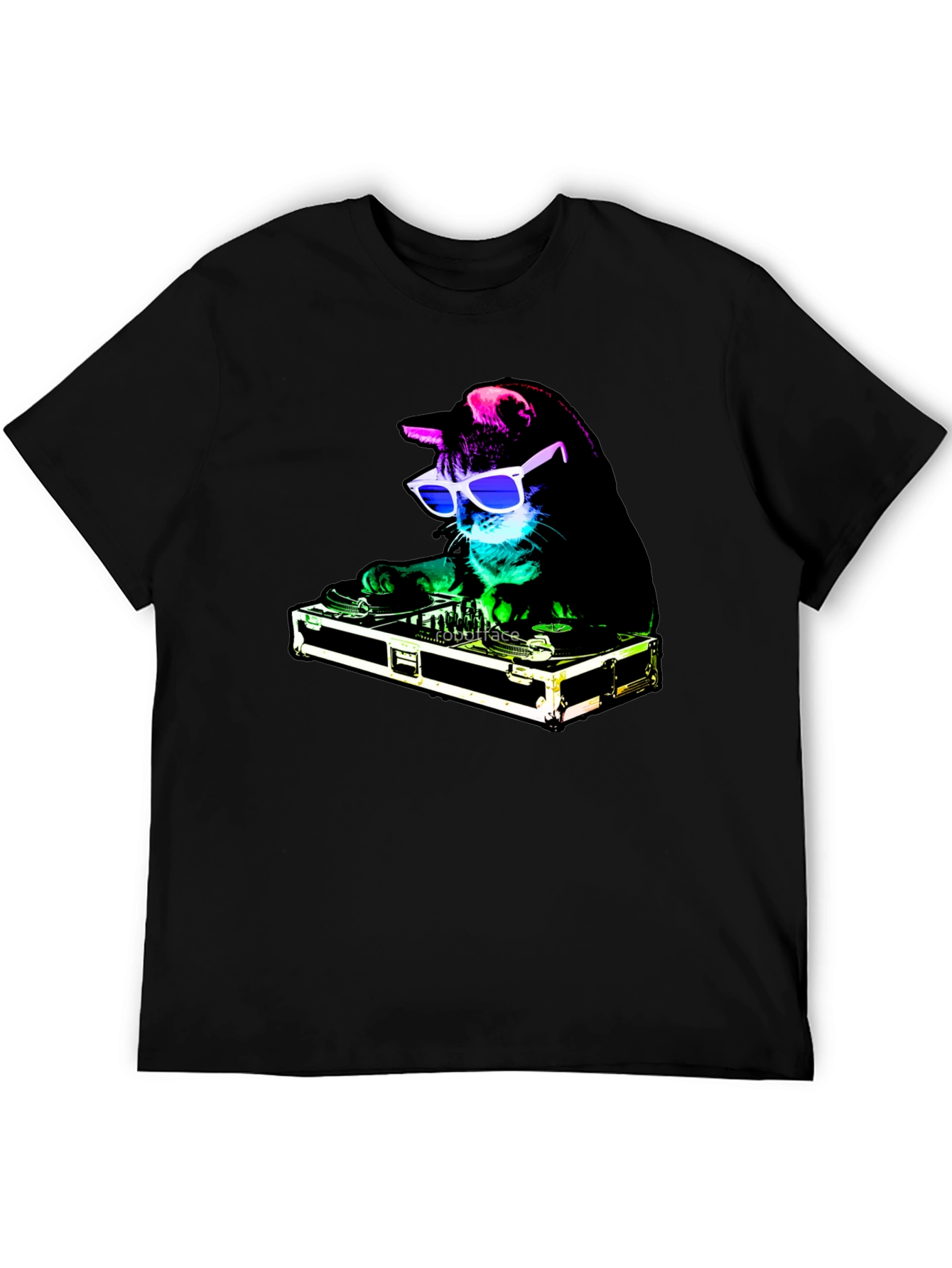 DJ Cat Graphic T-Shirt - Black