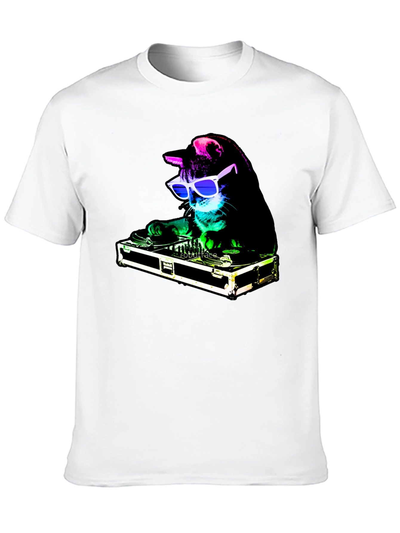 DJ Cat Graphic T-Shirt - Black