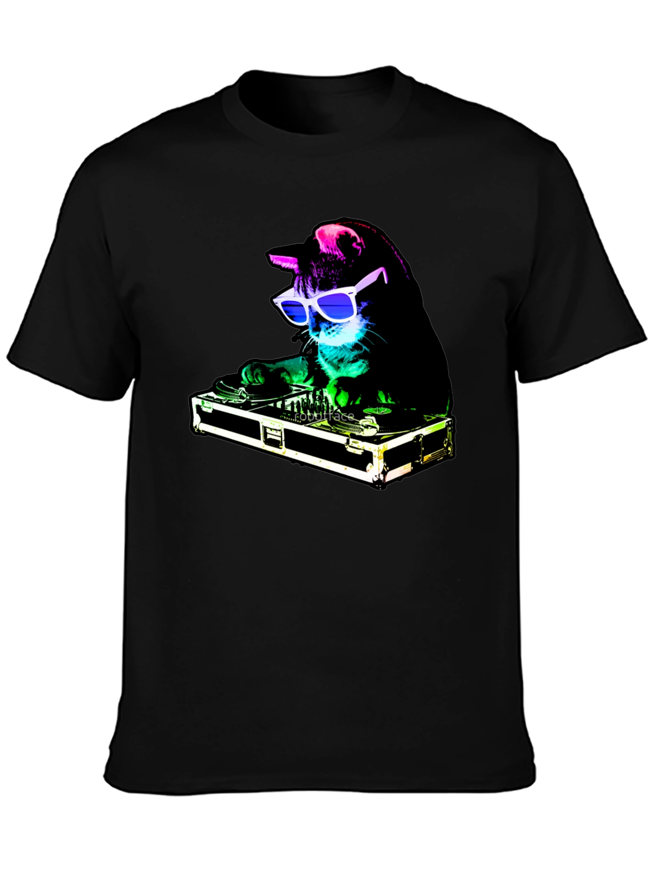 DJ Cat Graphic T-Shirt - Black