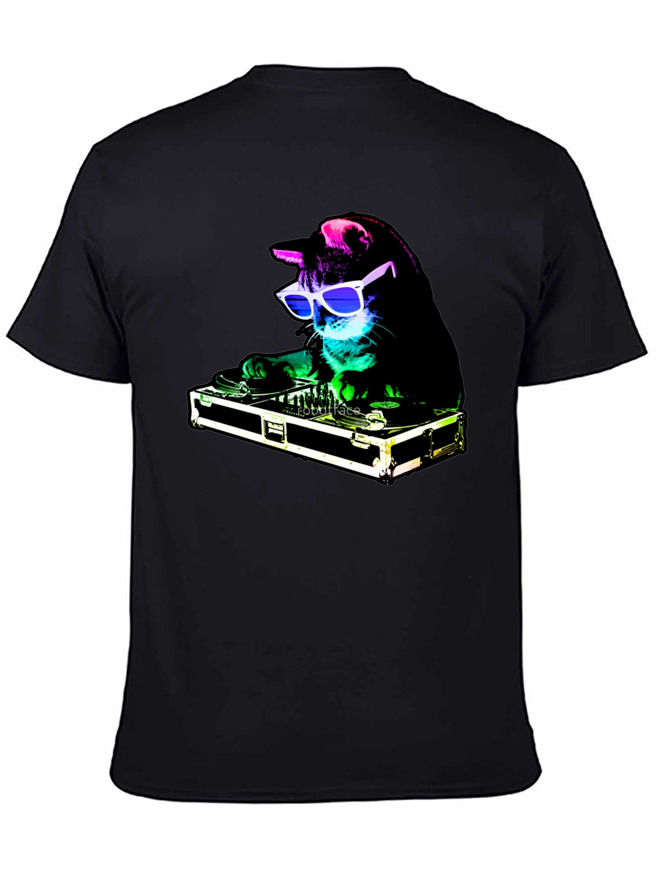 DJ Cat Graphic T-Shirt - Black