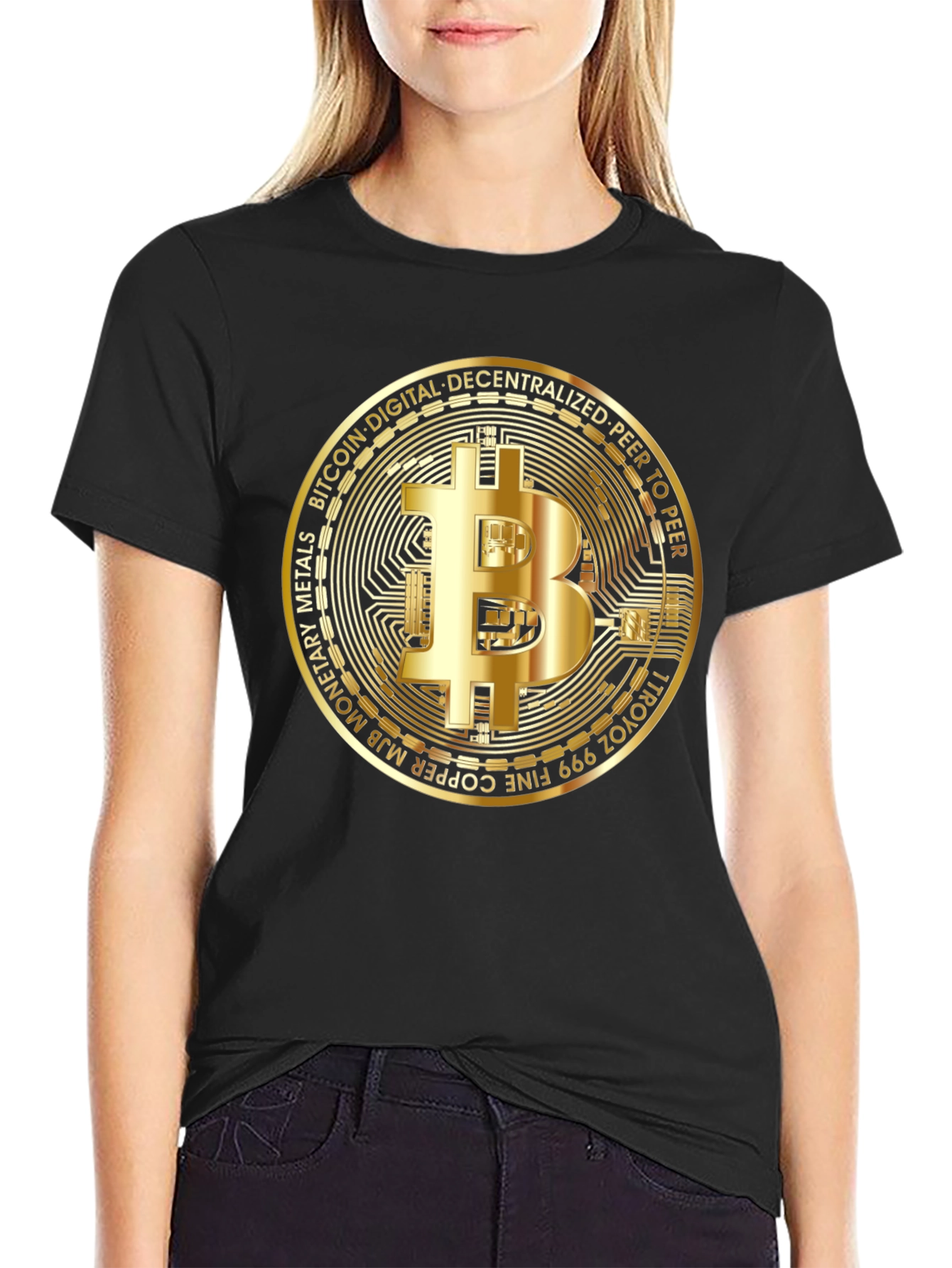 Bitcoin Crypto T-Shirt - Golden Coin Design