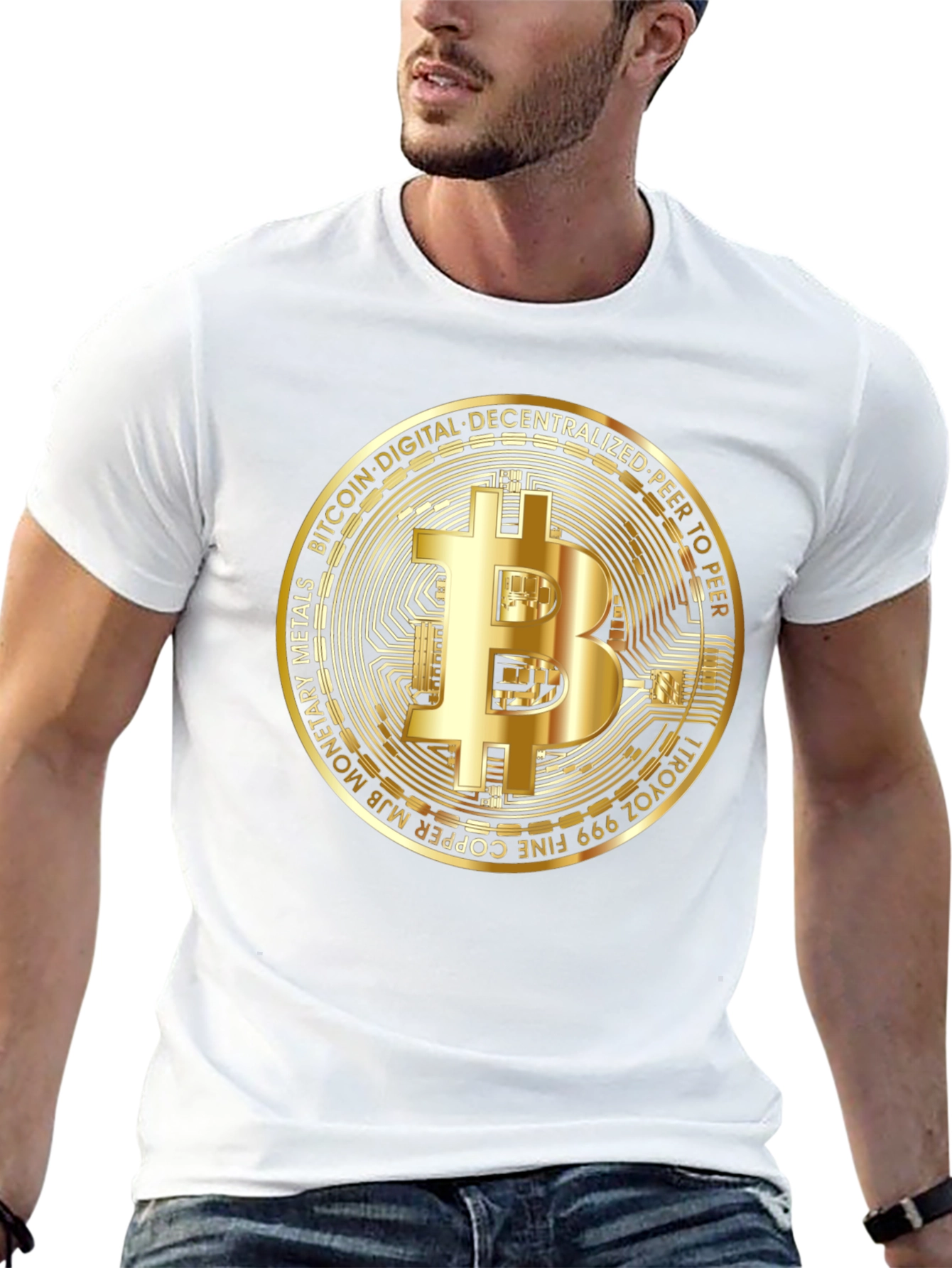 Bitcoin Crypto T-Shirt - Golden Coin Design