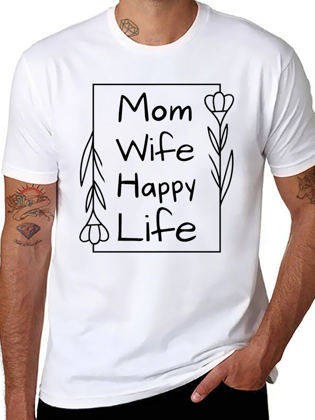 Mom Wife Happy Life Graphic Tee