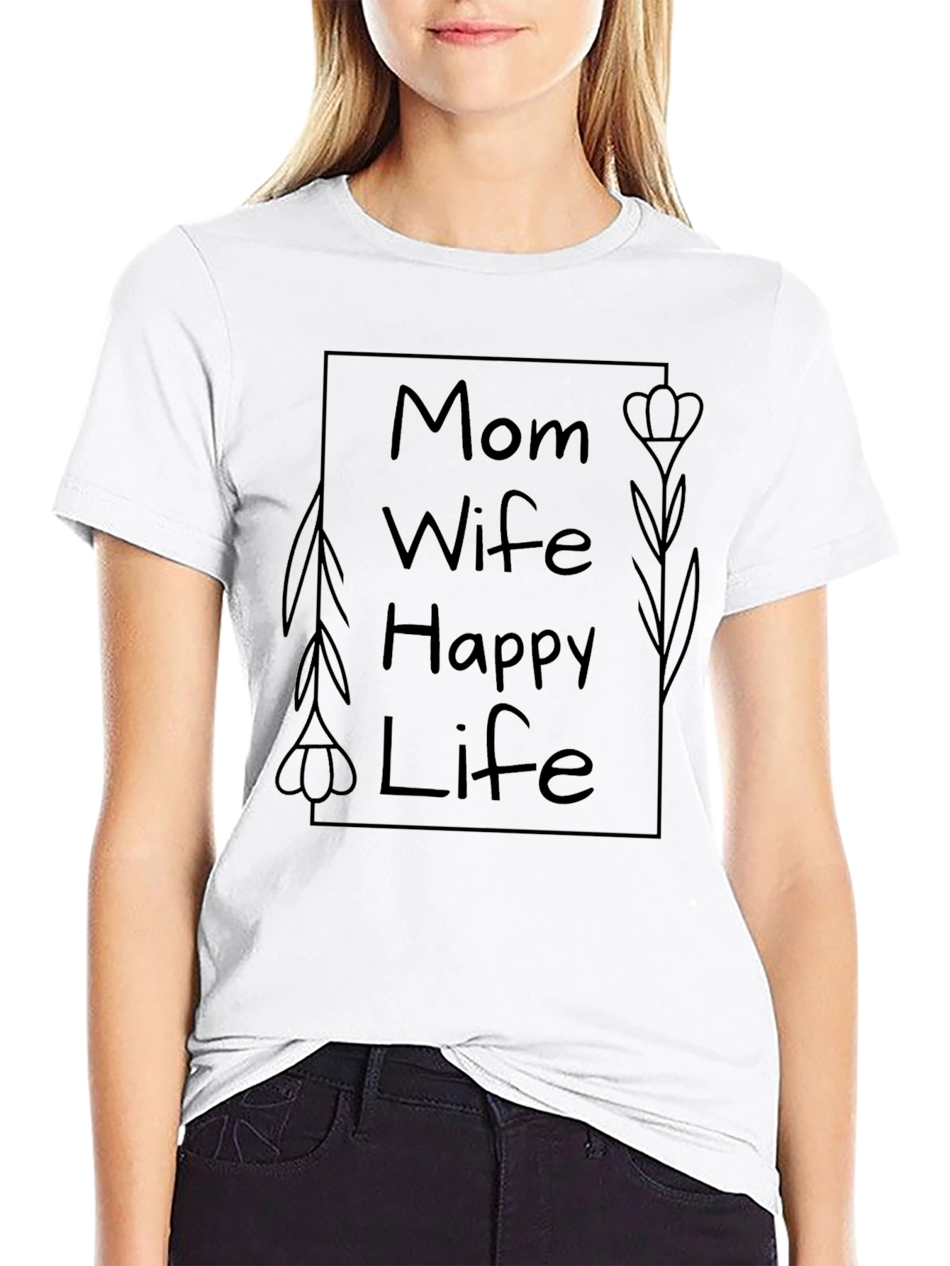 Mom Wife Happy Life Graphic Tee