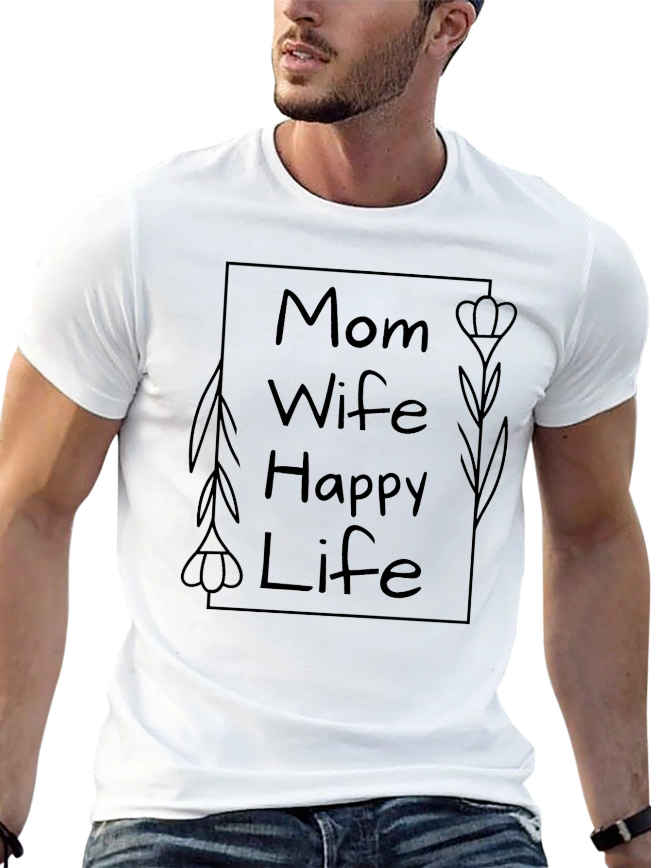 Mom Wife Happy Life Graphic Tee