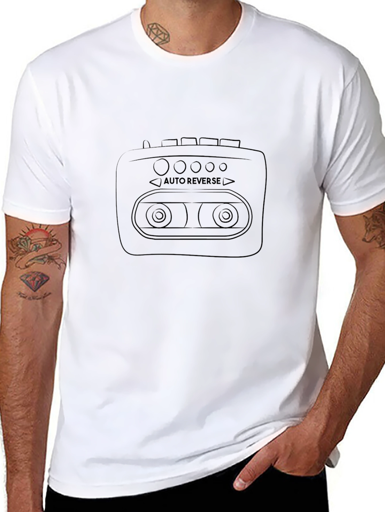 Retro Cassette Player Graphic Tee - Black