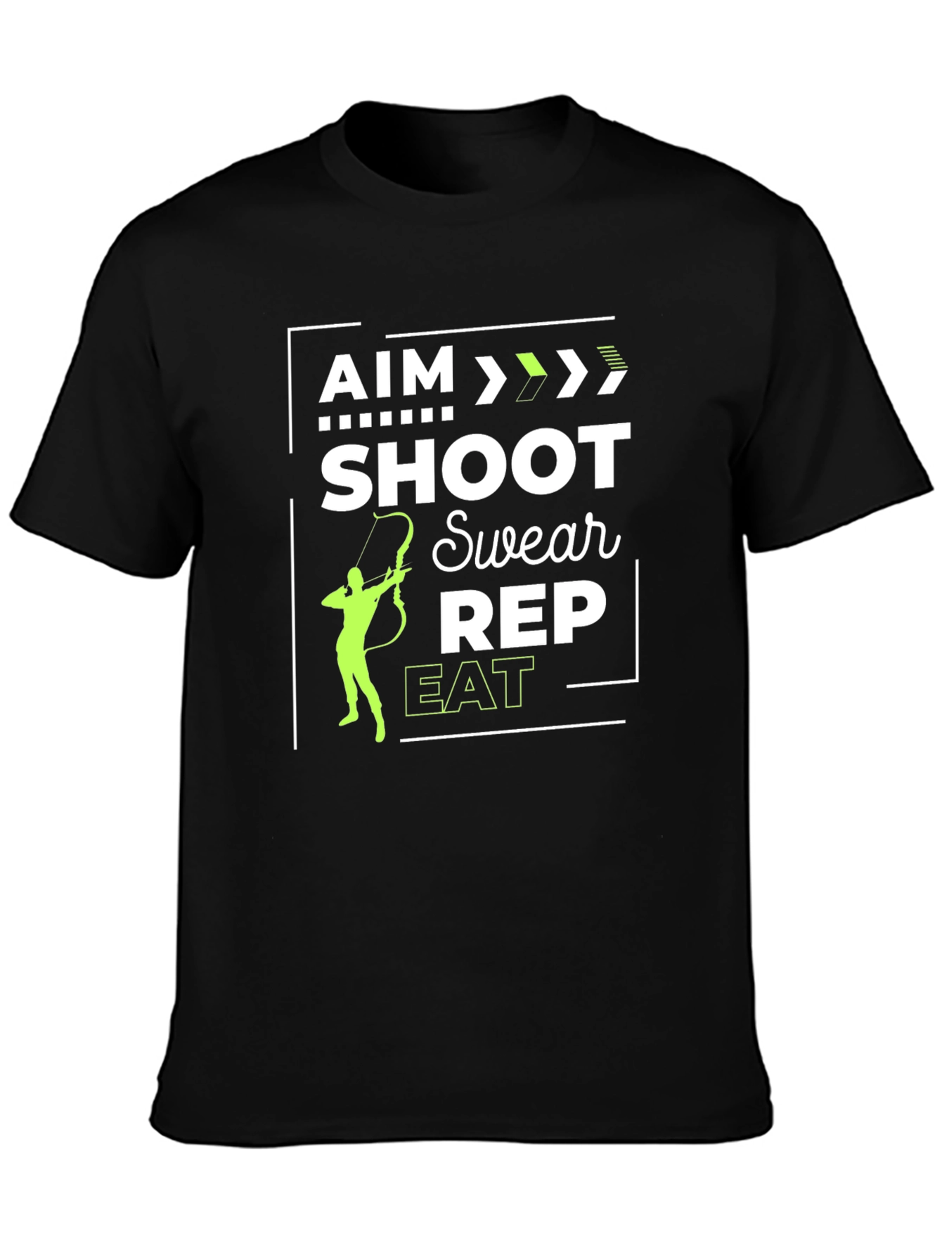 Aim Shoot Swear Rep Eat Black Graphic Tee