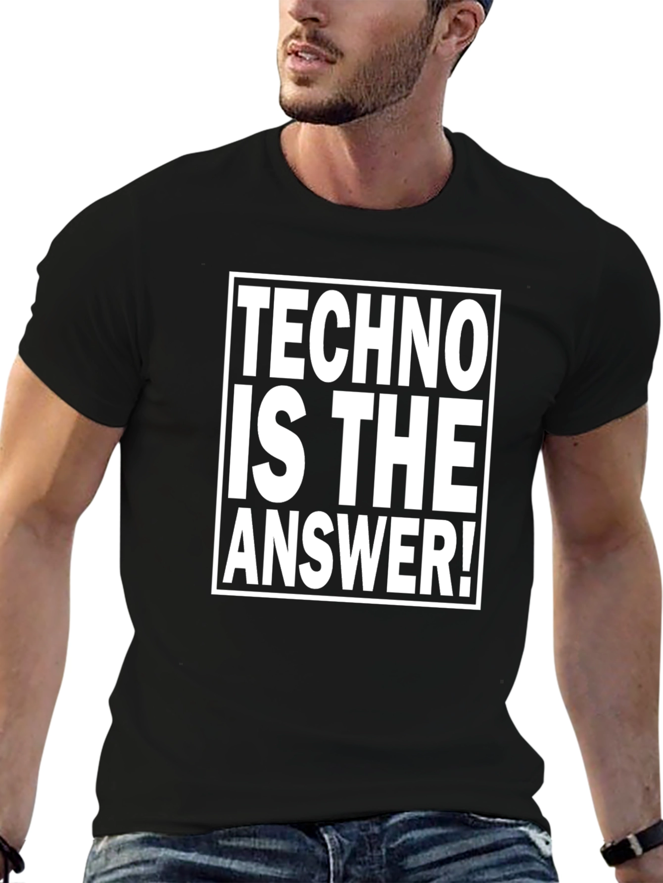 Techno Is The Answer! Black T-Shirt