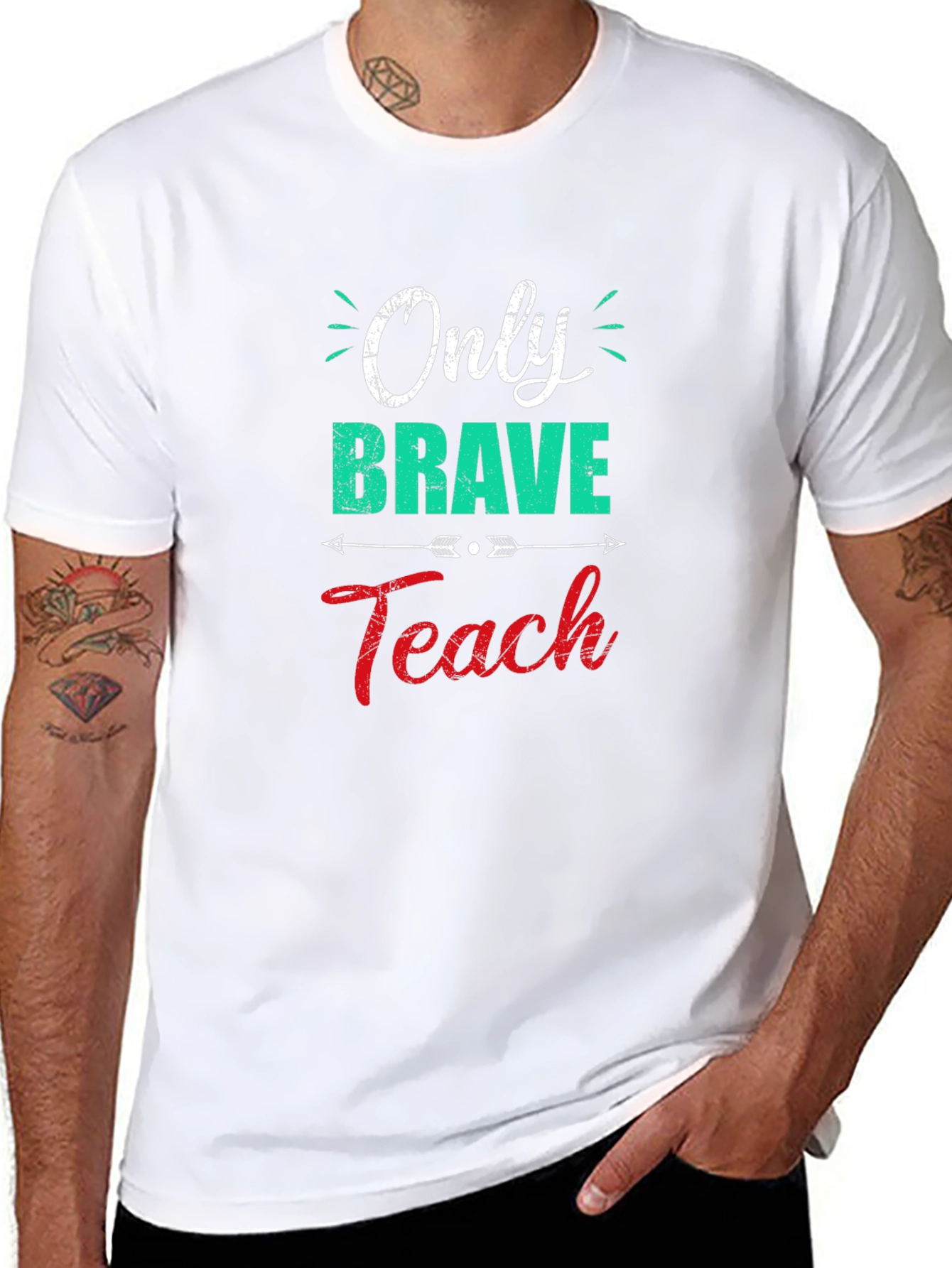 Only Brave Teach Black Graphic Tee