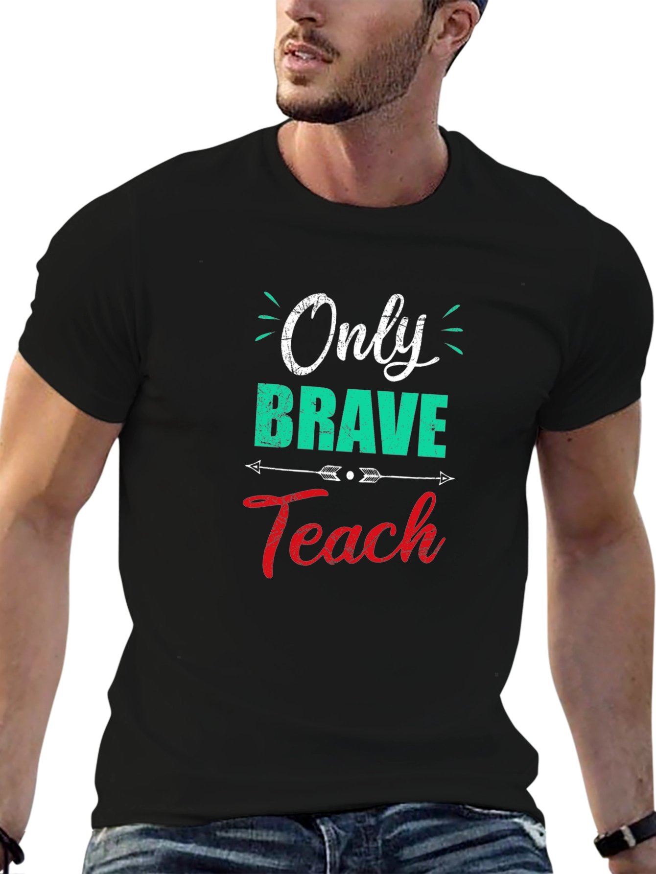 Only Brave Teach Black Graphic Tee