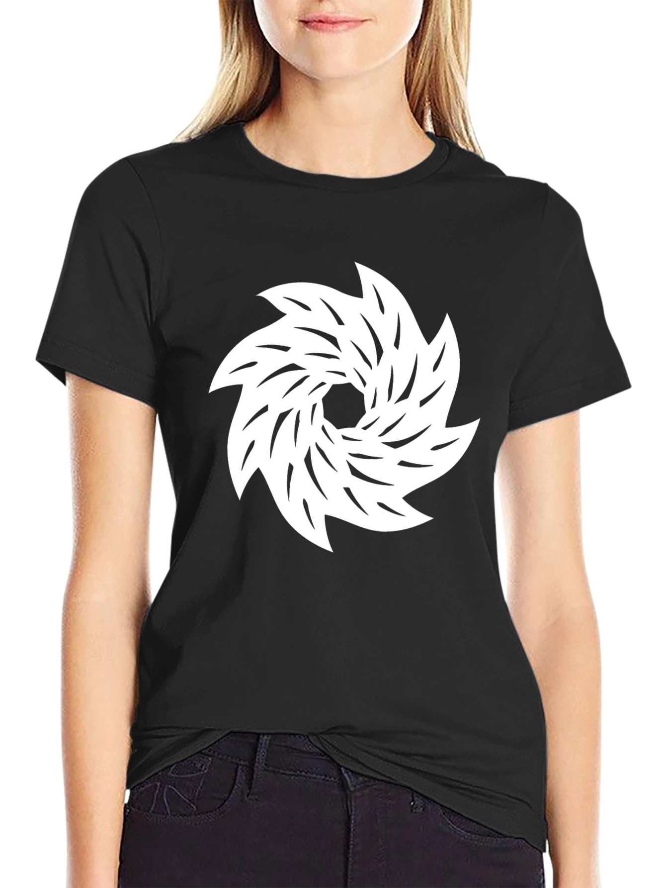 Abstract Swirl Graphic Print Black T-Shirt