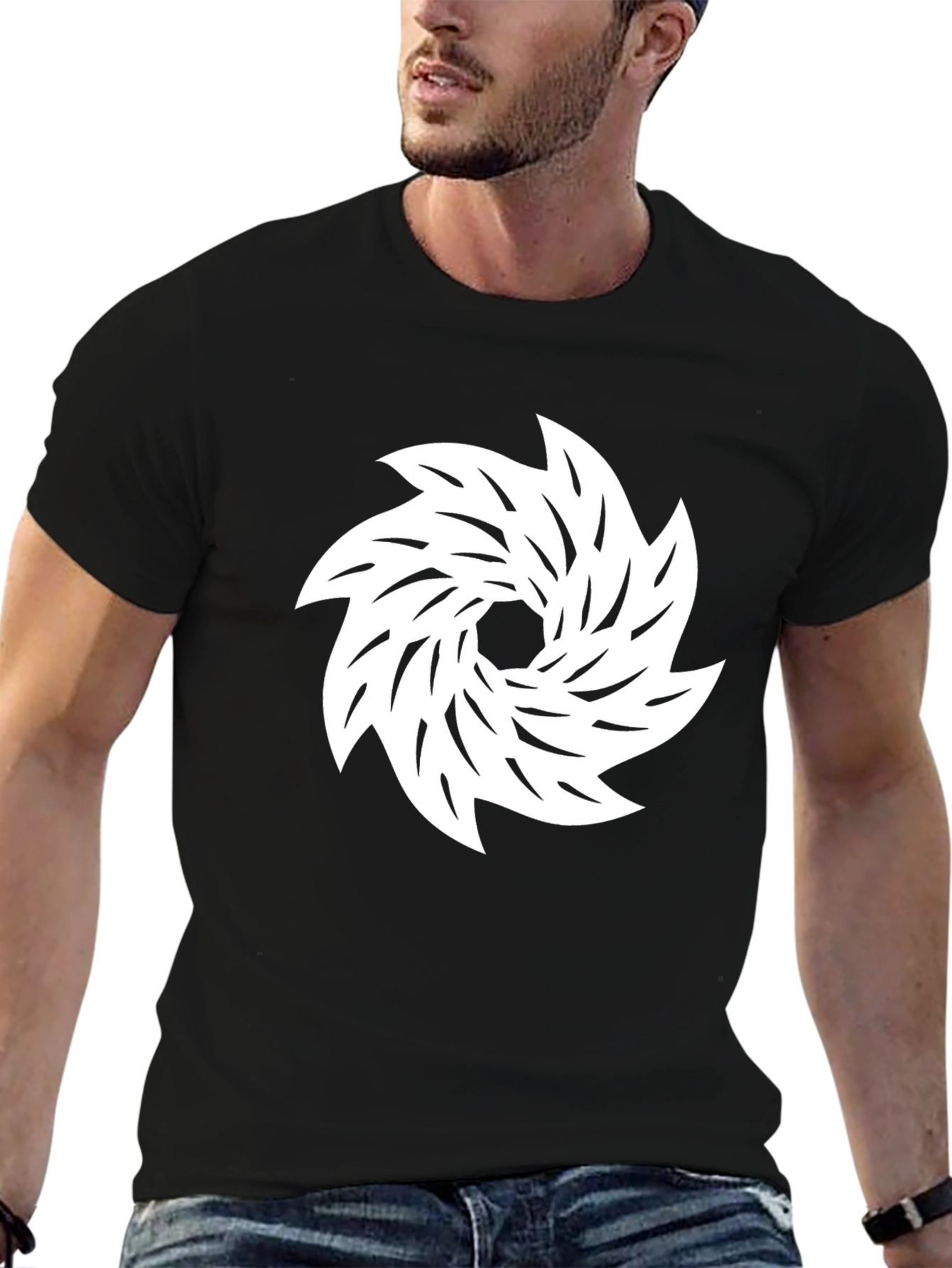 Abstract Swirl Graphic Print Black T-Shirt