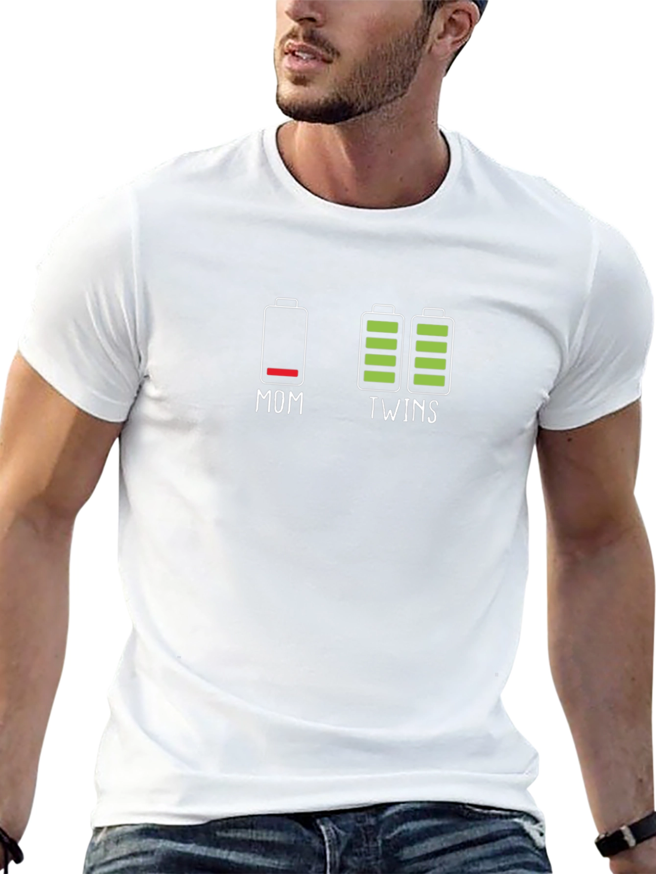 Mom & Twins Battery T-Shirt - Novelty Graphic Tee