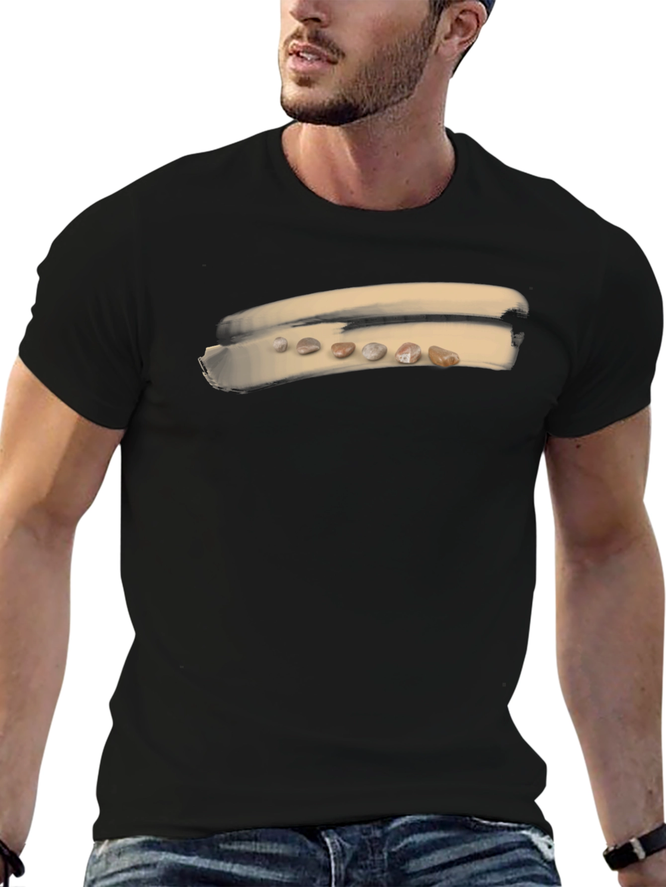 Unique Pebble Art Black T-Shirt