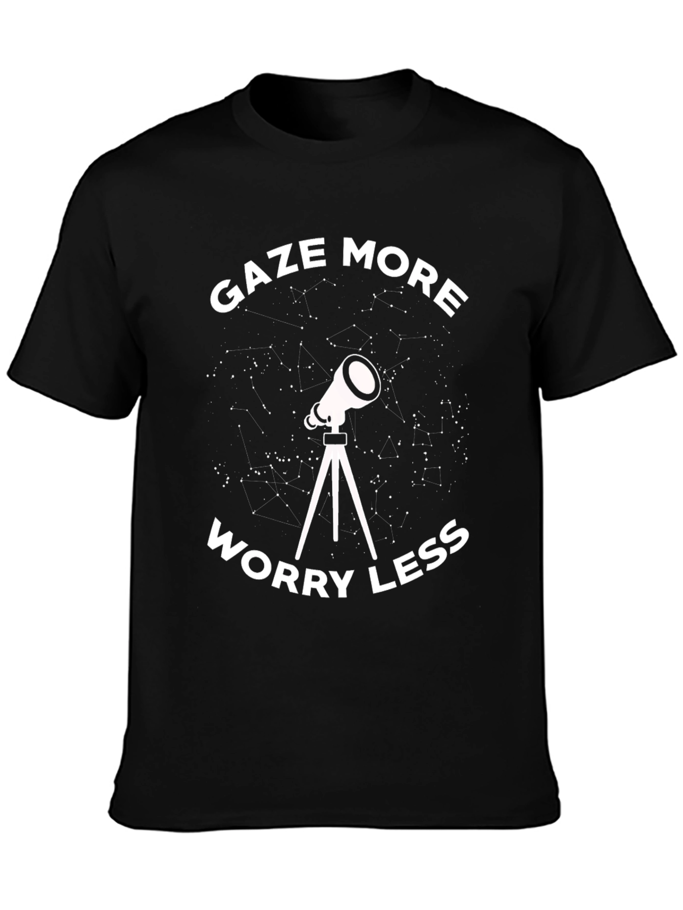 Gaze More Worry Less Telescope Graphic T-Shirt