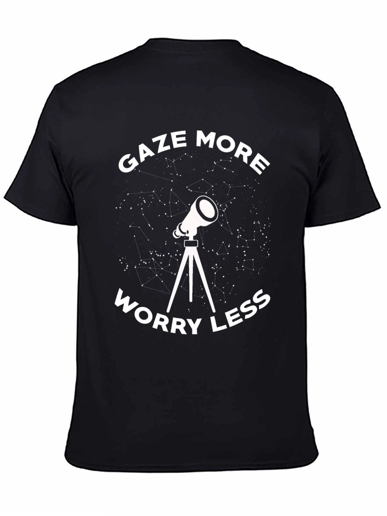 Gaze More Worry Less Telescope Graphic T-Shirt