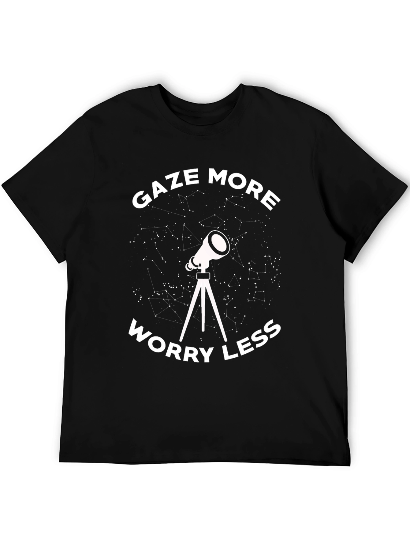 Gaze More Worry Less Telescope Graphic T-Shirt