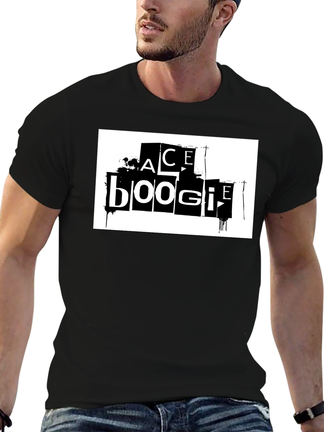 Ace Boogie Graphic Tee - Black Cotton Blend T-Shirt