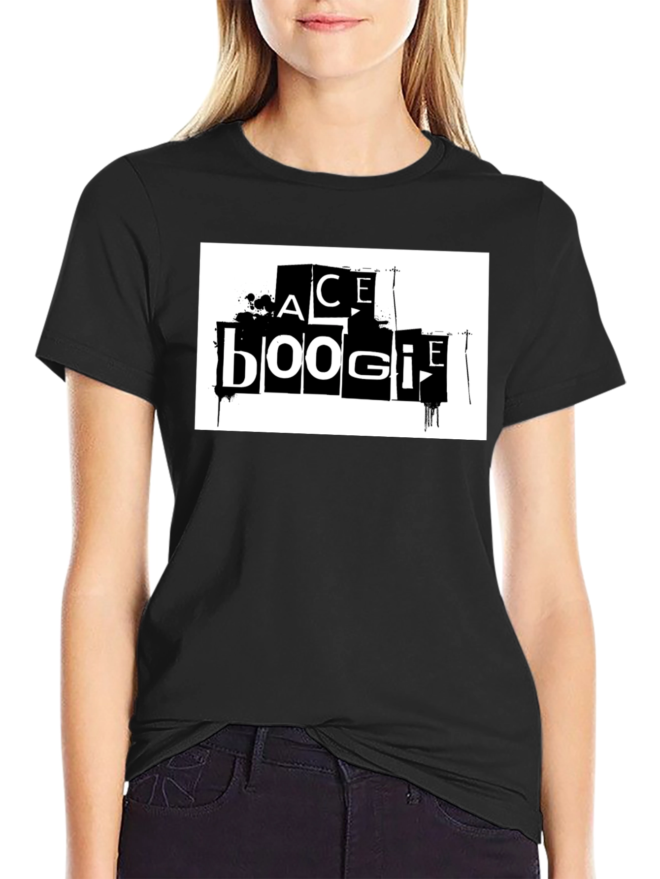 Ace Boogie Graphic Tee - Black Cotton Blend T-Shirt