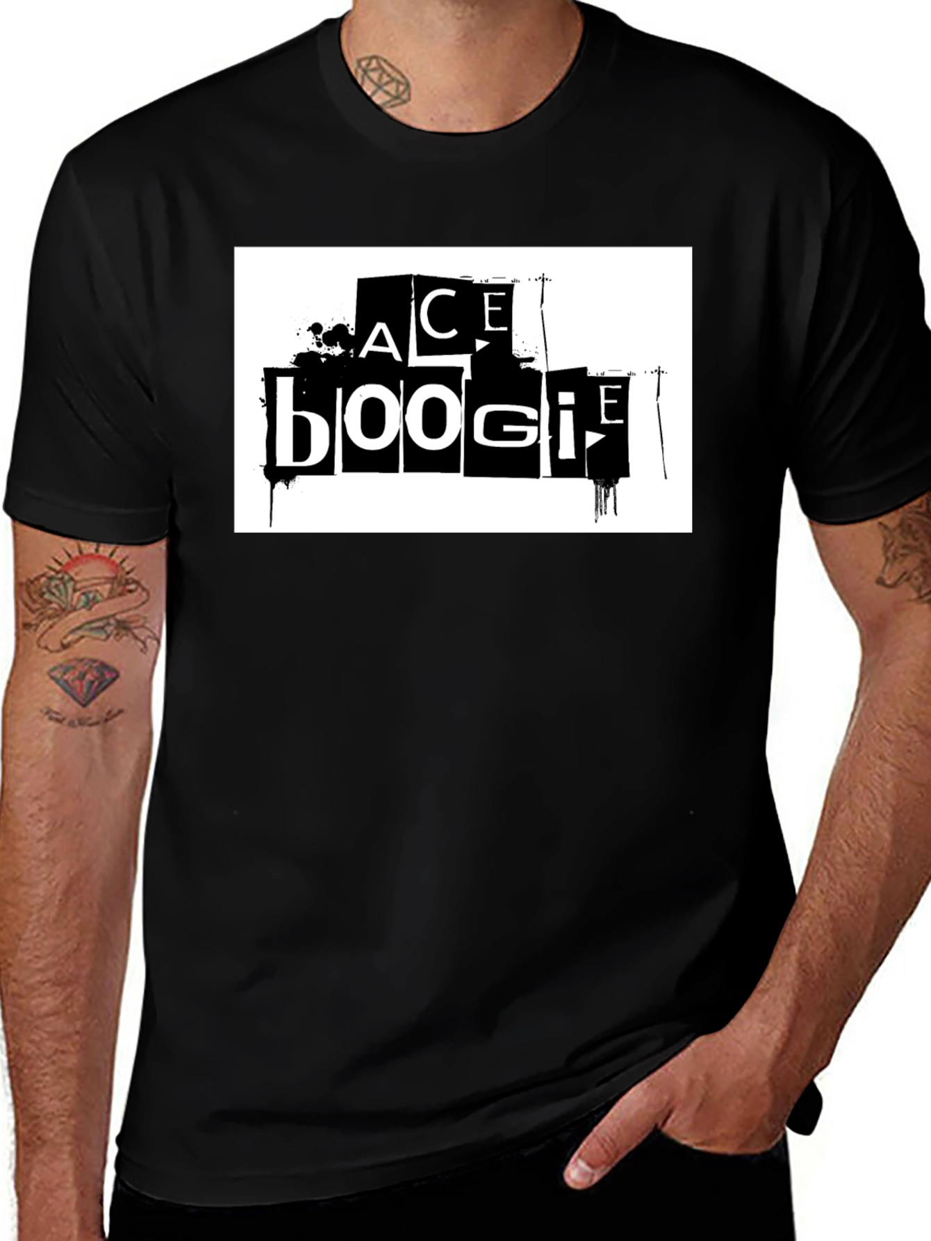 Ace Boogie Graphic Tee - Black Cotton Blend T-Shirt