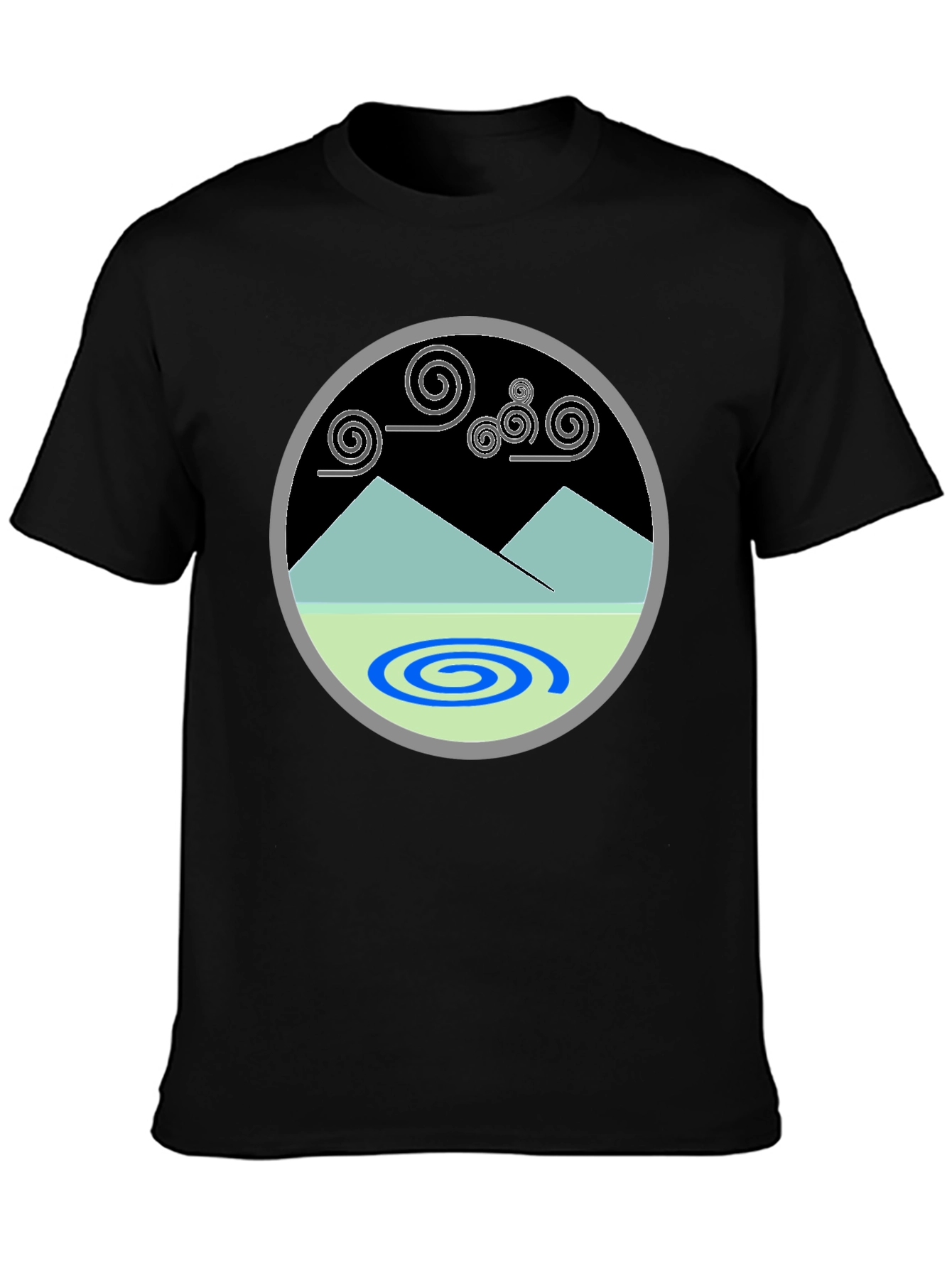 Mountains & Swirls Graphic Tee - Modern Design