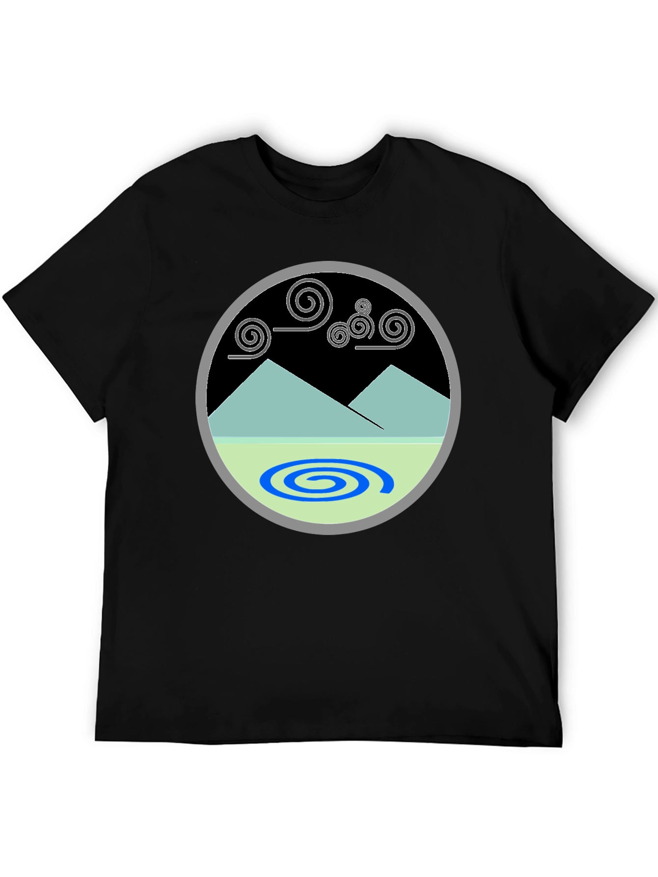 Mountains & Swirls Graphic Tee - Modern Design