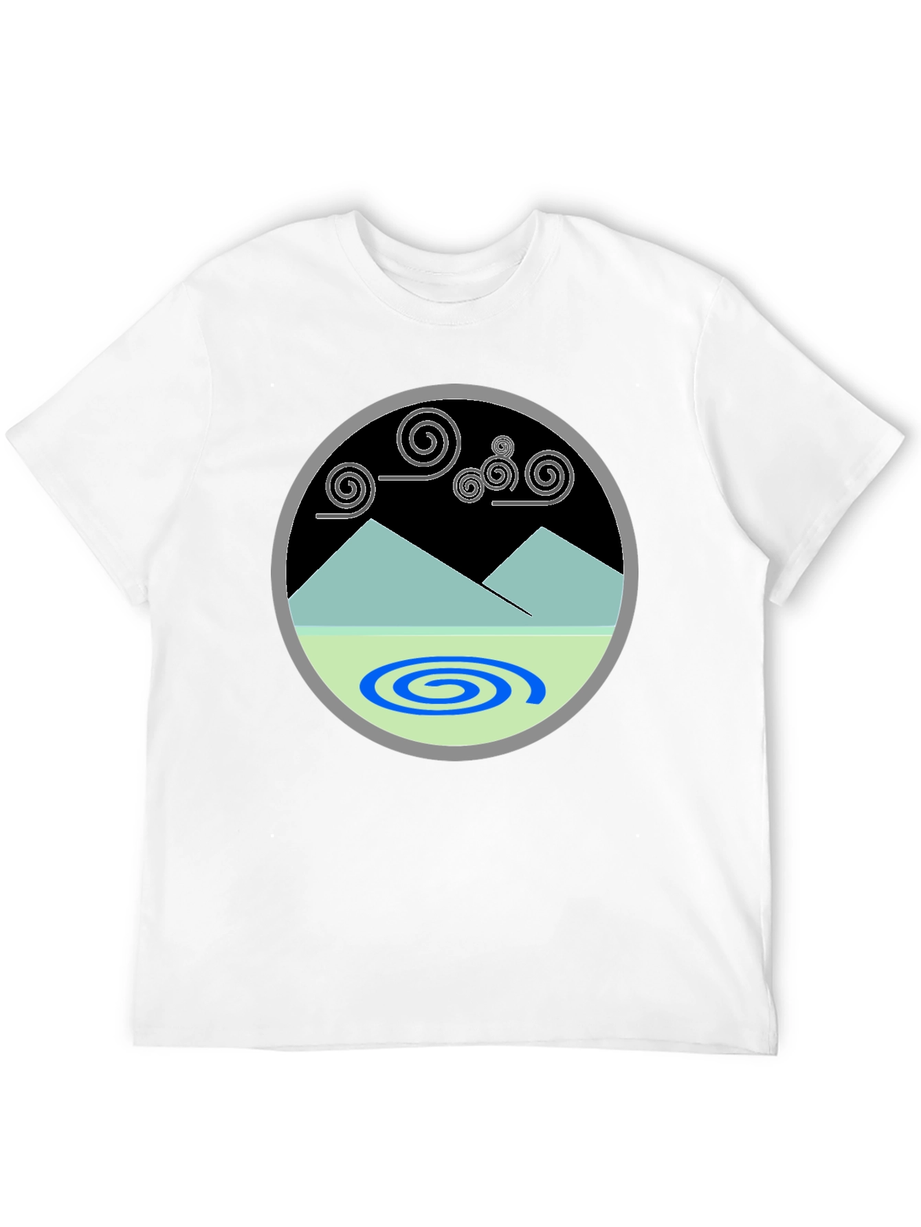 Mountains & Swirls Graphic Tee - Modern Design