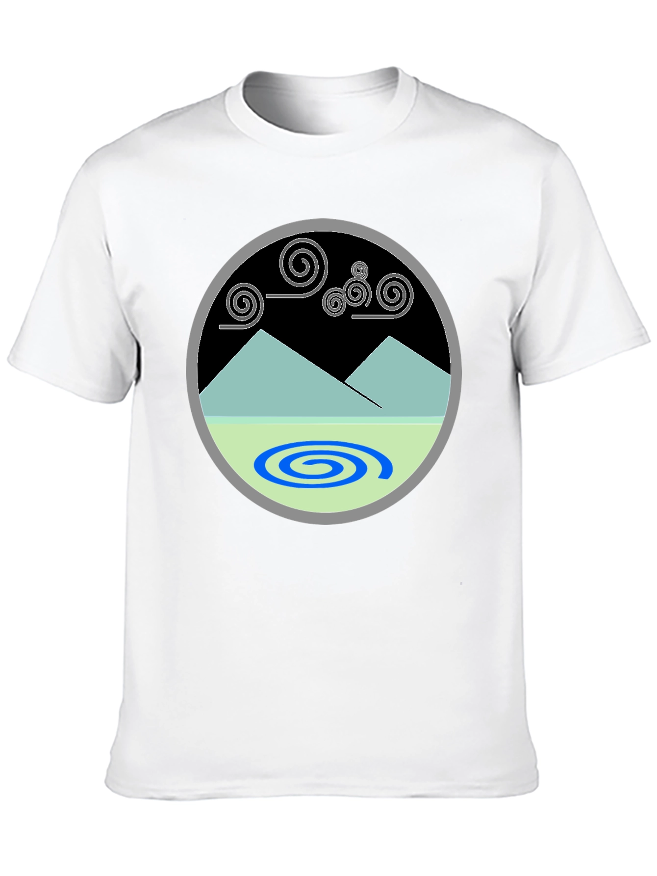 Mountains & Swirls Graphic Tee - Modern Design