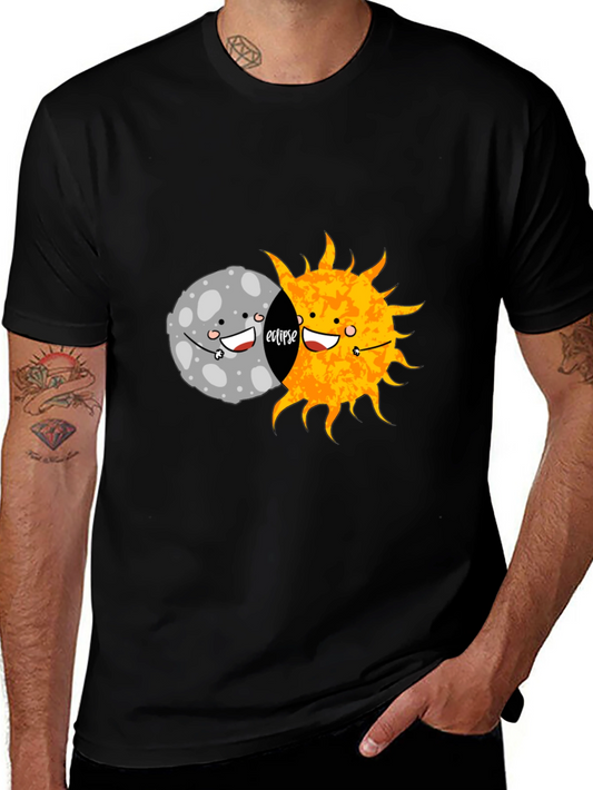 Eclipse Graphic Tee - Cute Moon and Sun Design