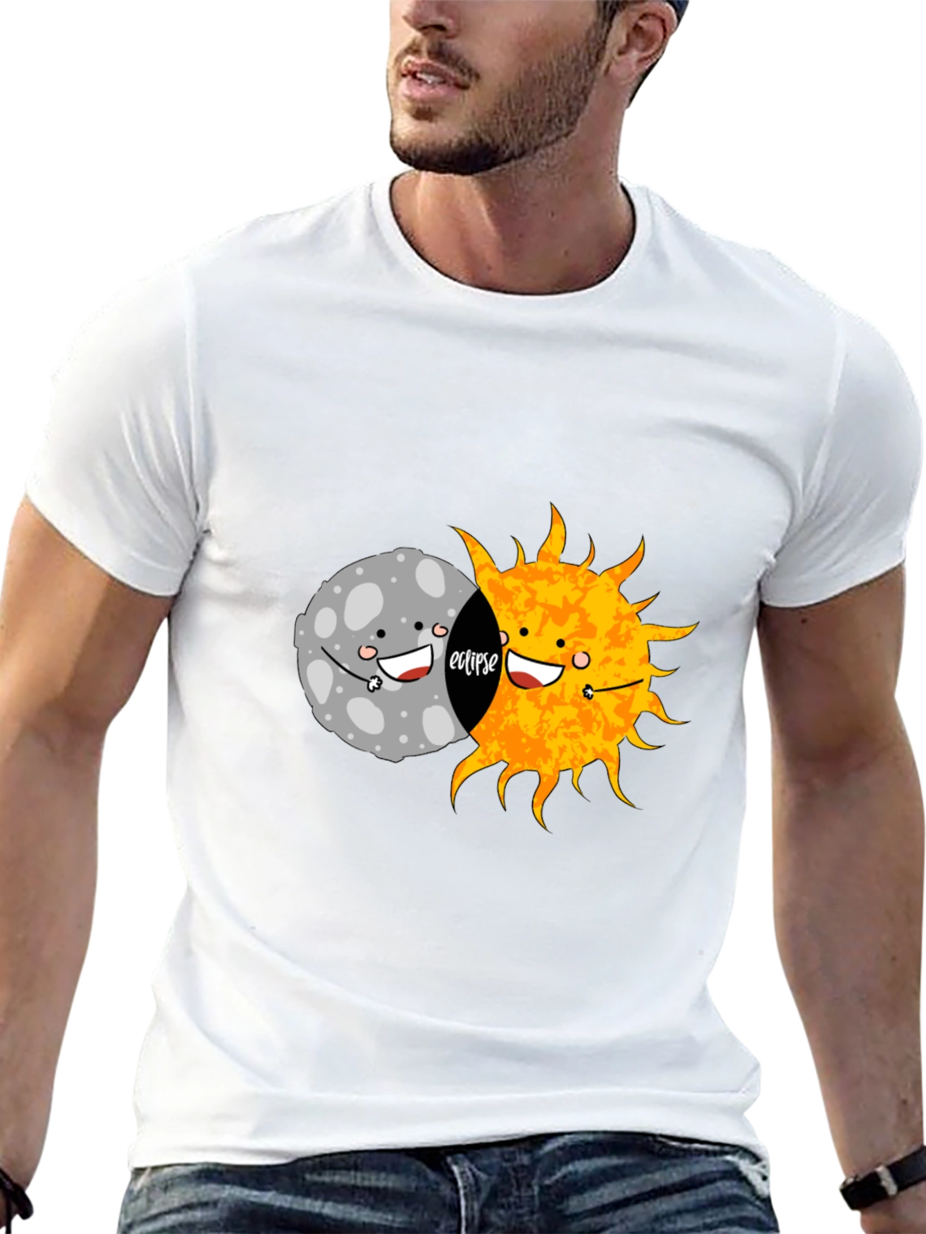 Eclipse Graphic Tee - Cute Moon and Sun Design