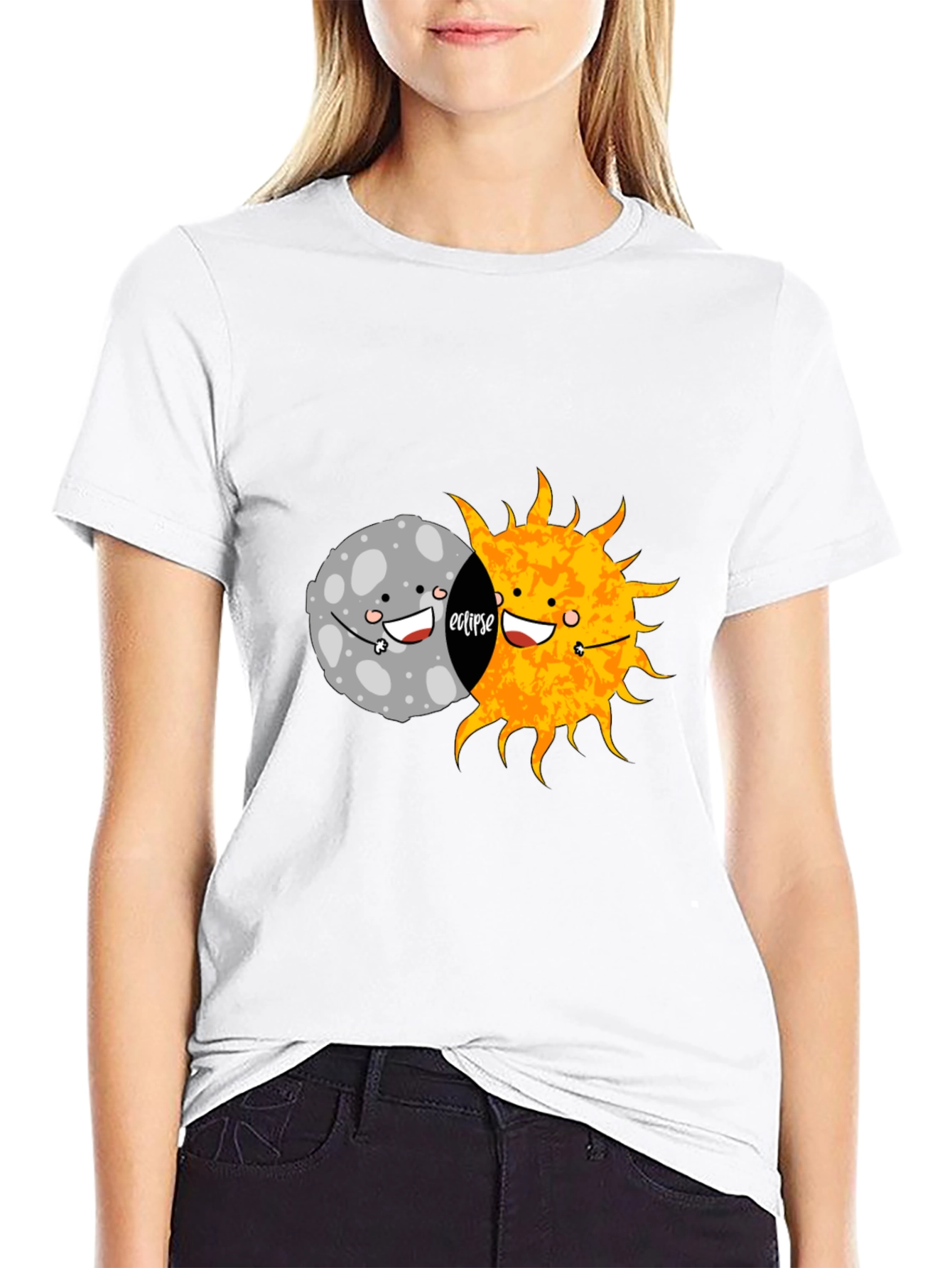 Eclipse Graphic Tee - Cute Moon and Sun Design