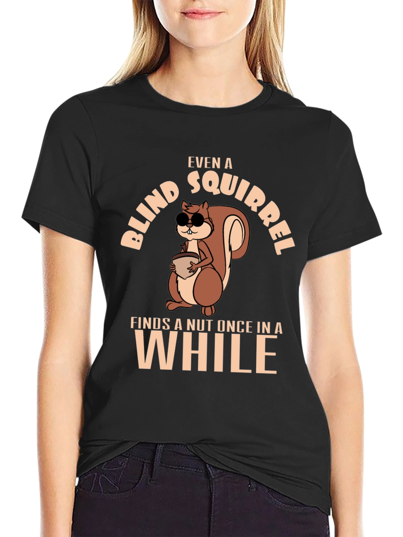 Funny Blind Squirrel T-Shirt - Nutty Humor Tee