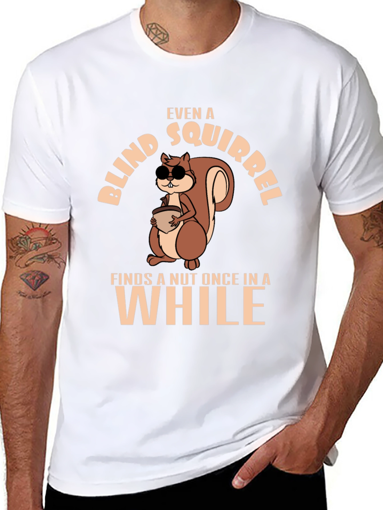 Funny Blind Squirrel T-Shirt - Nutty Humor Tee
