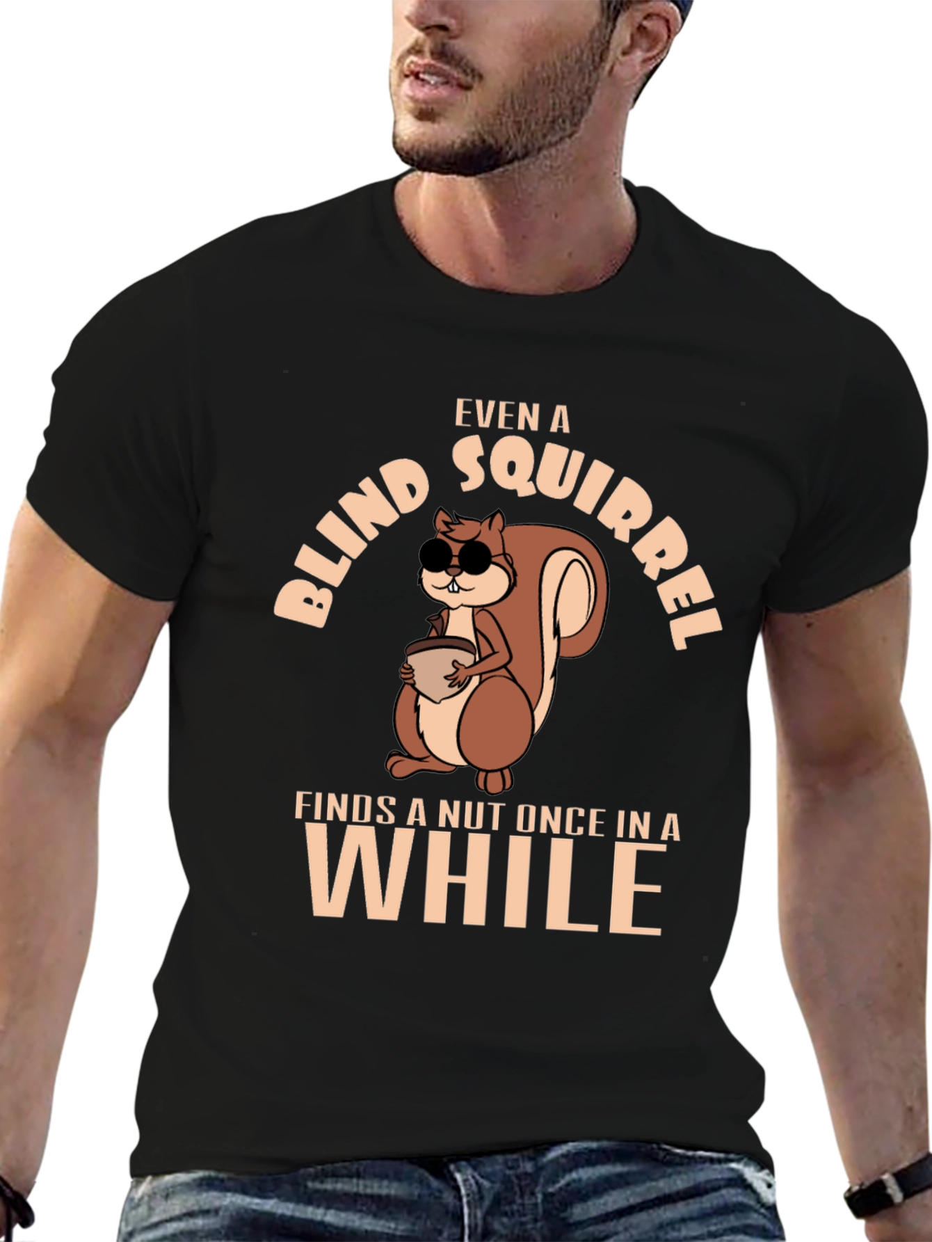 Funny Blind Squirrel T-Shirt - Nutty Humor Tee