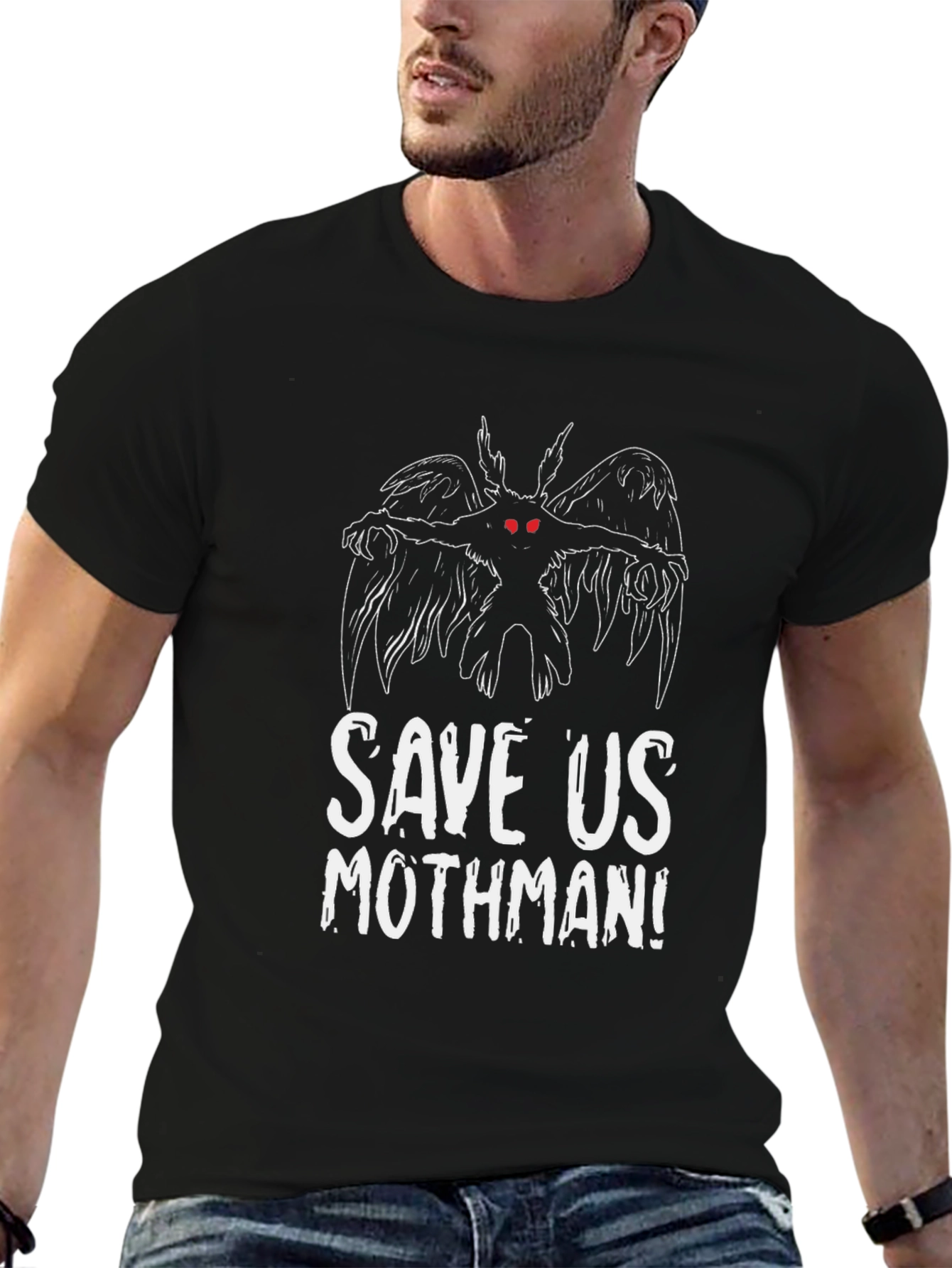 Save Us Mothman! Graphic T-Shirt - Black