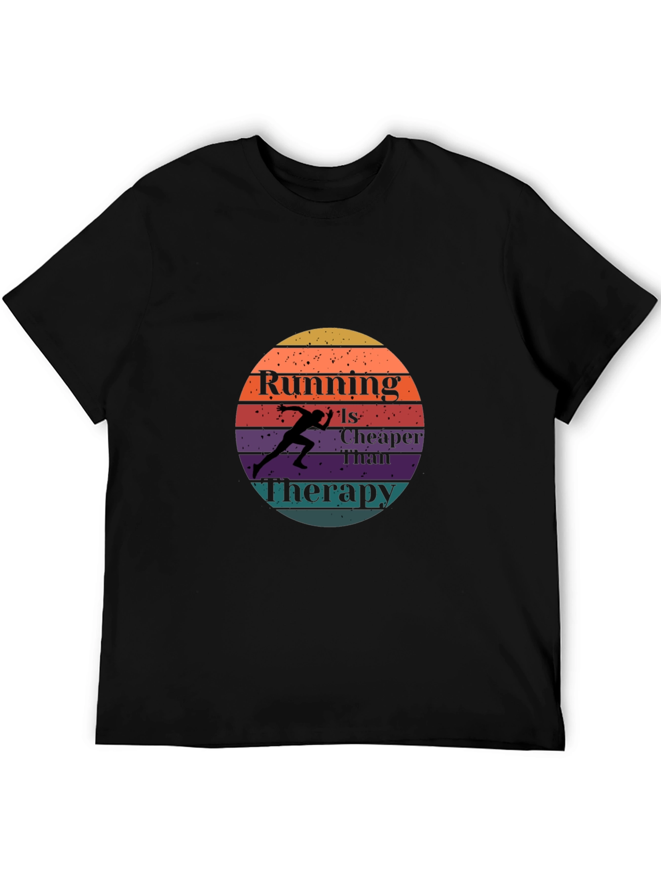 Running is Cheaper Than Therapy Black T-Shirt