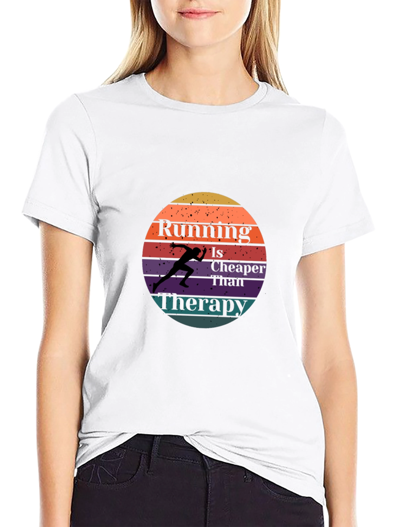Running is Cheaper Than Therapy Black T-Shirt