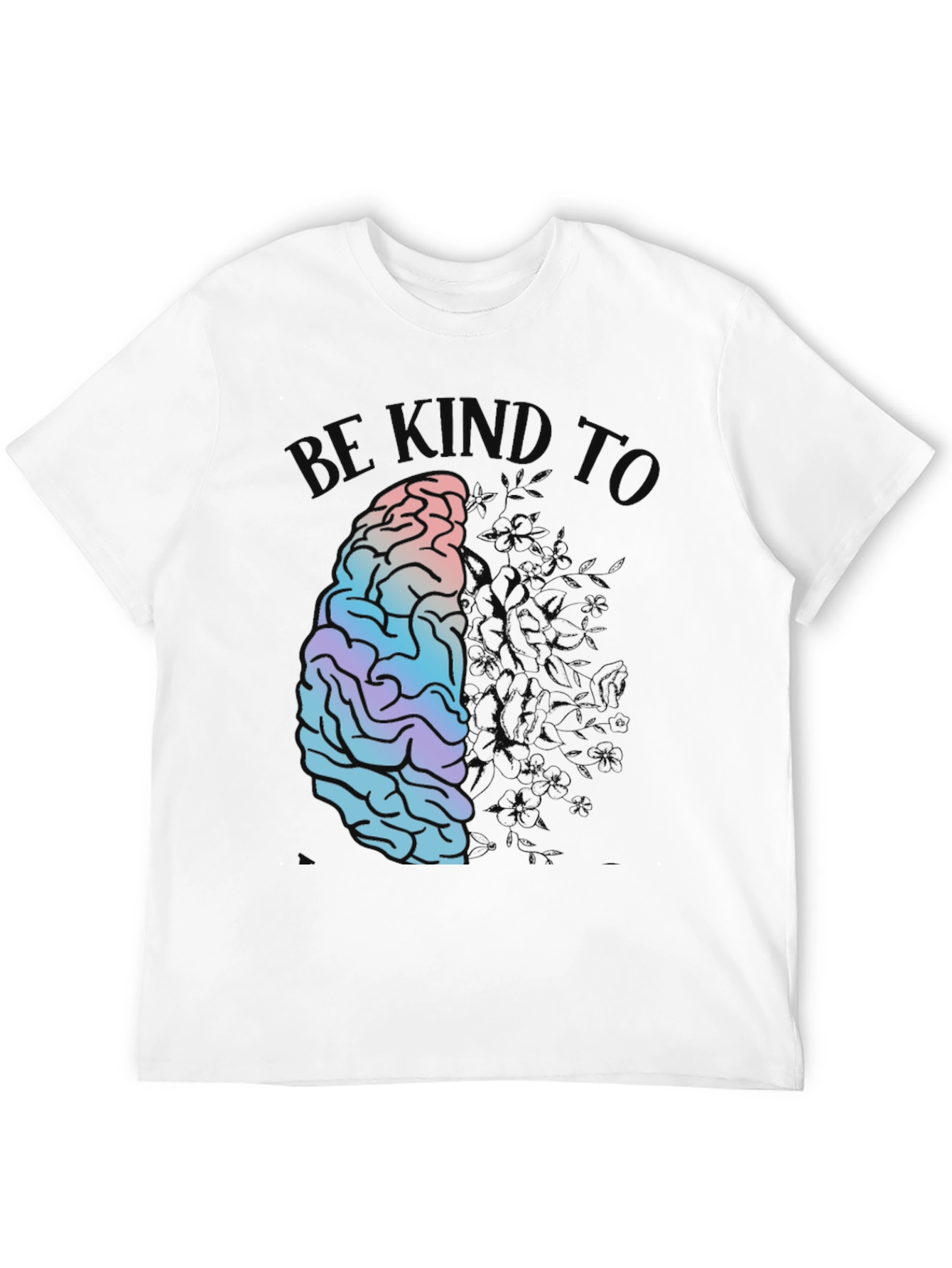 Be Kind Brain Graphic Print Black T-Shirt