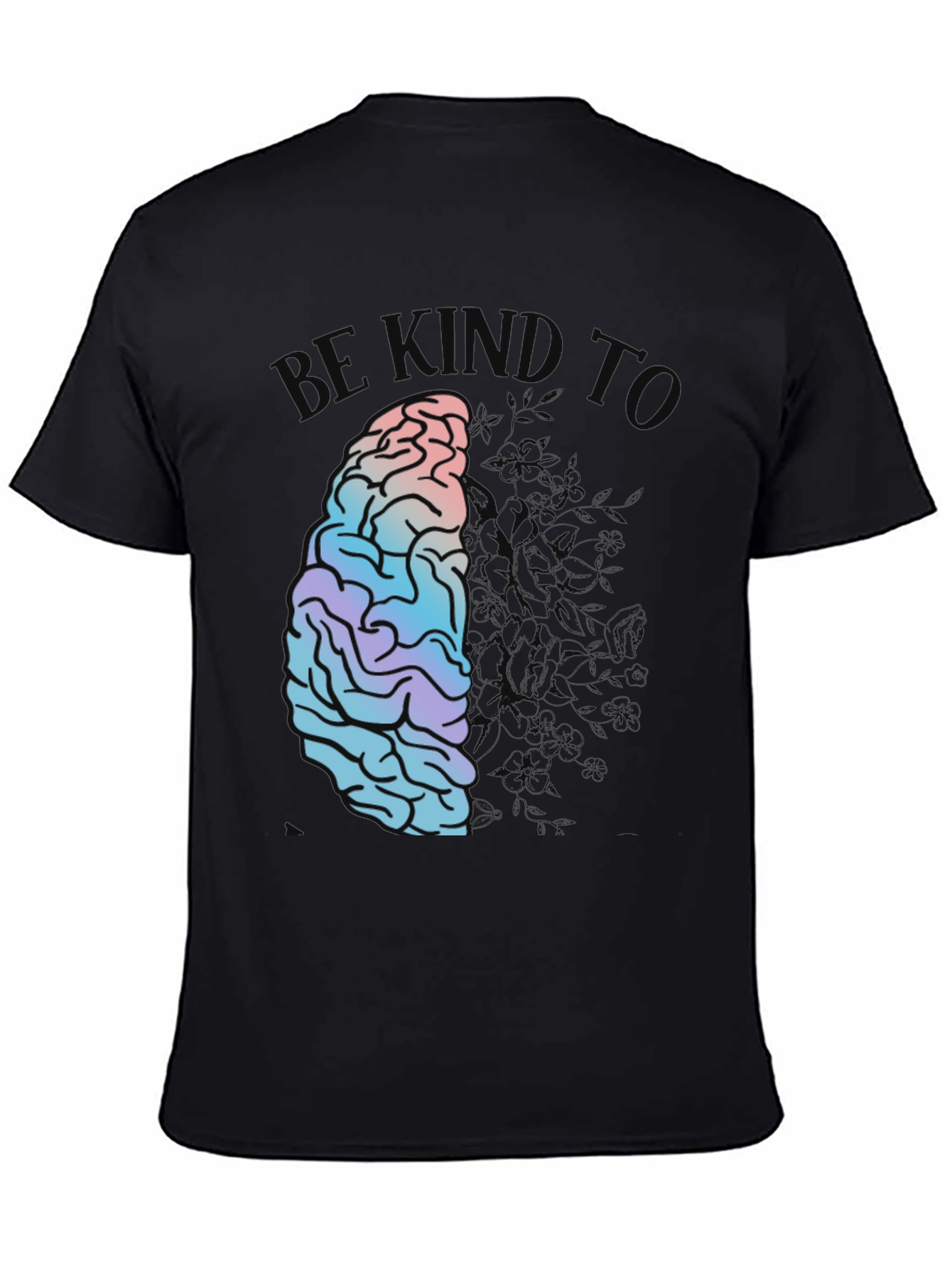 Be Kind Brain Graphic Print Black T-Shirt